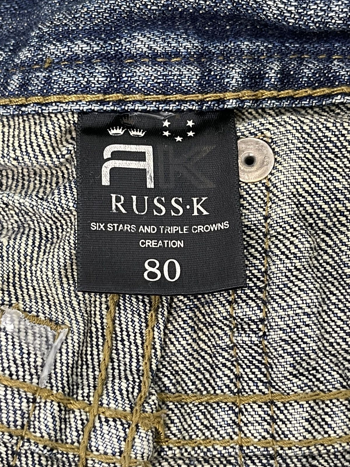 Japanese Brand Flare Jeans Russ.k Distress Denim Clawmark Boot Cut 1🟦 Size US 31 - 22 Thumbnail