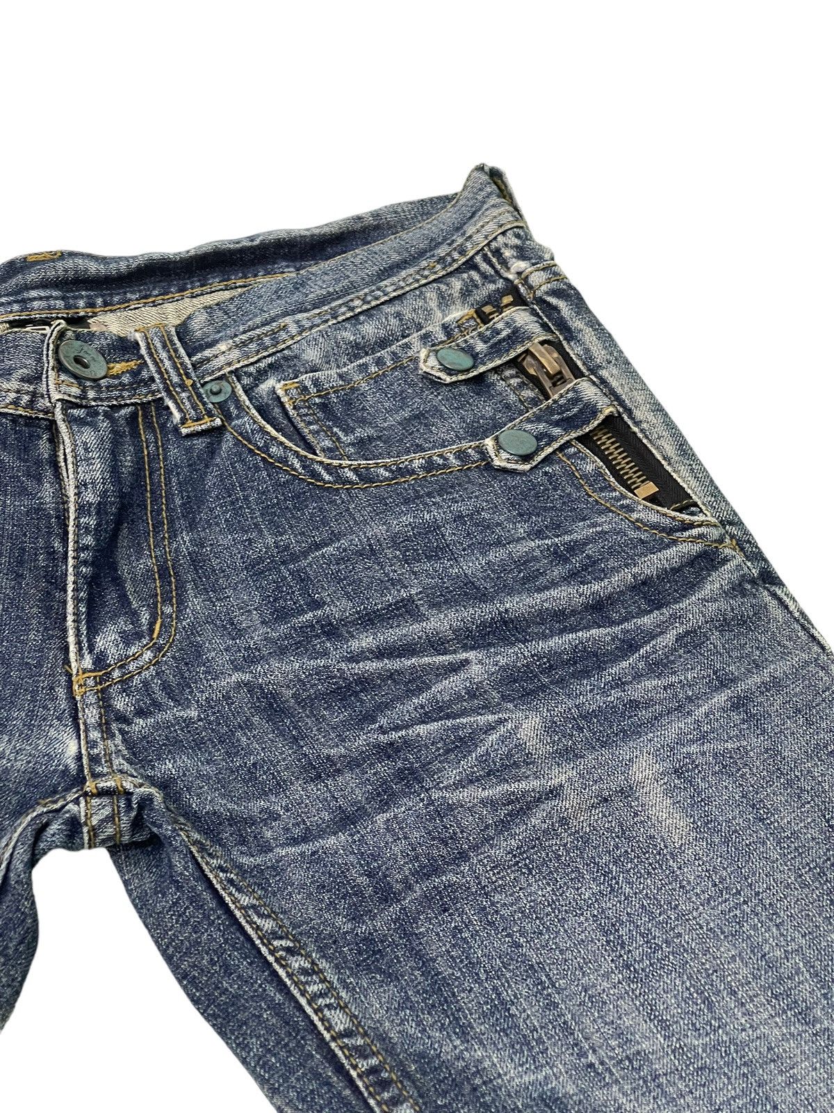 Japanese Brand Flare Jeans Russ.k Distress Denim Clawmark Boot Cut 1🟦 Size US 31 - 11 Thumbnail