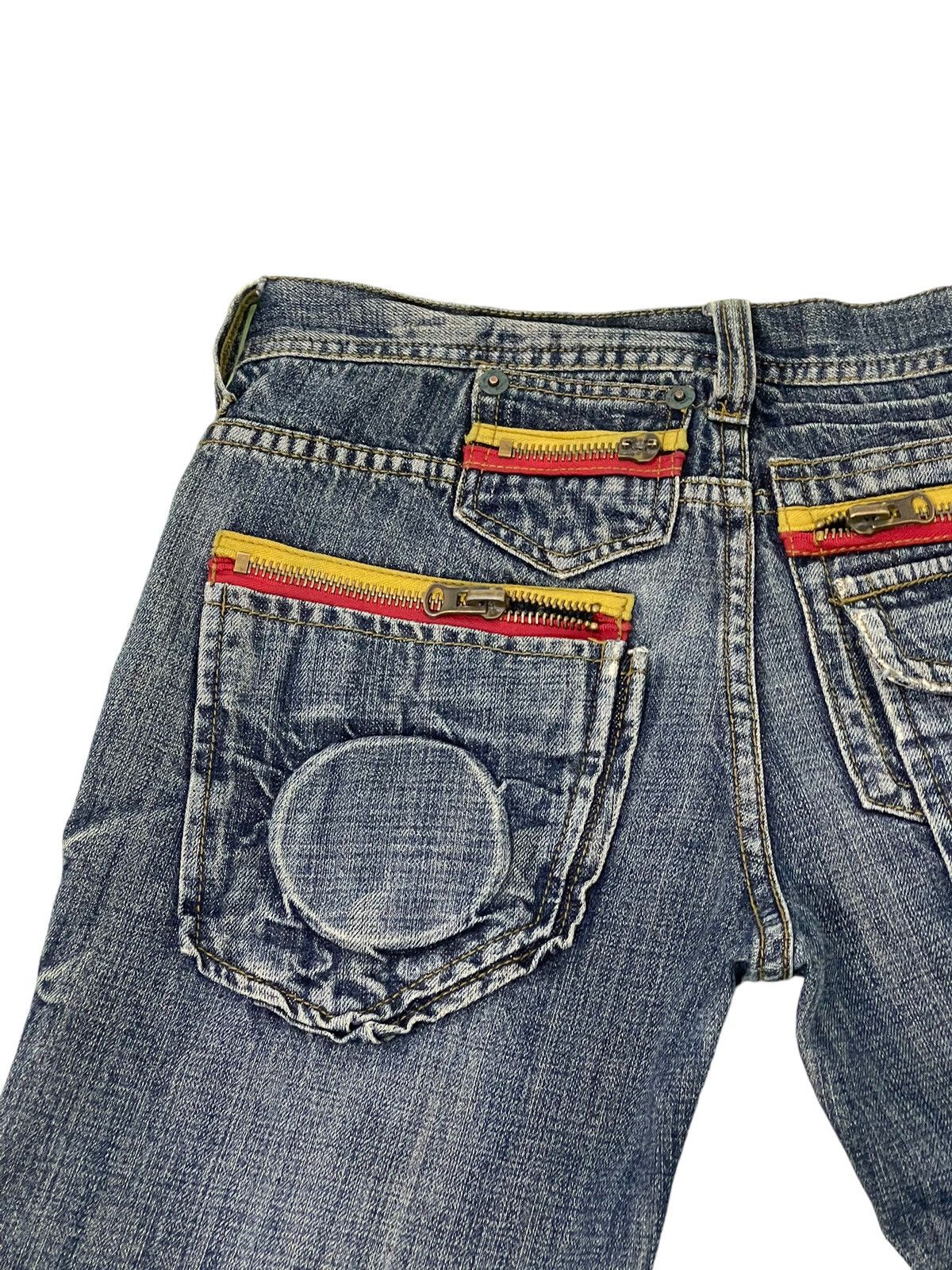 Japanese Brand Flare Jeans Russ.k Distress Denim Clawmark Boot Cut 1🟦 Size US 31 - 20 Thumbnail