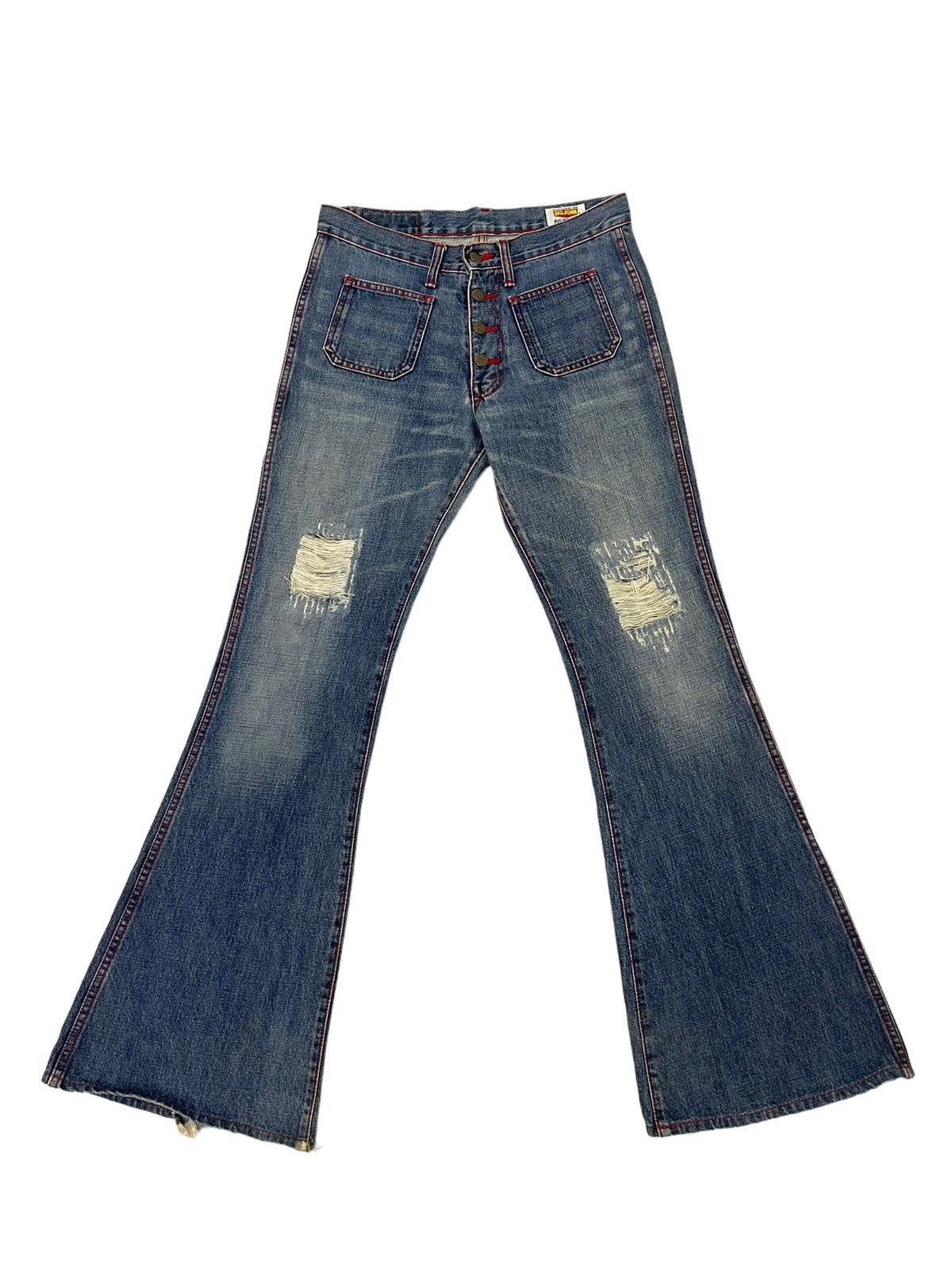 Big John Flare Jeans Vtg Big John Distress Denim Bell Bottom 1🟦 Size US 31 - 2 Thumbnail