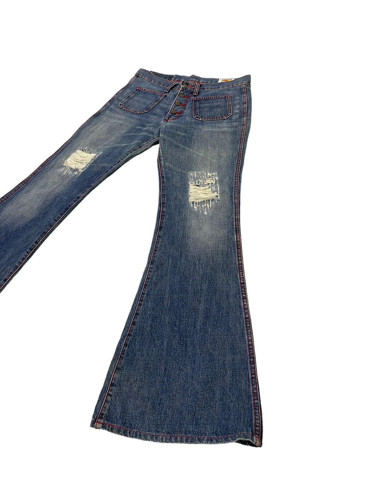 Big John Flare Jeans Vtg Big John Distress Denim Bell Bottom 1🟦 Size US 31 - 3 Thumbnail