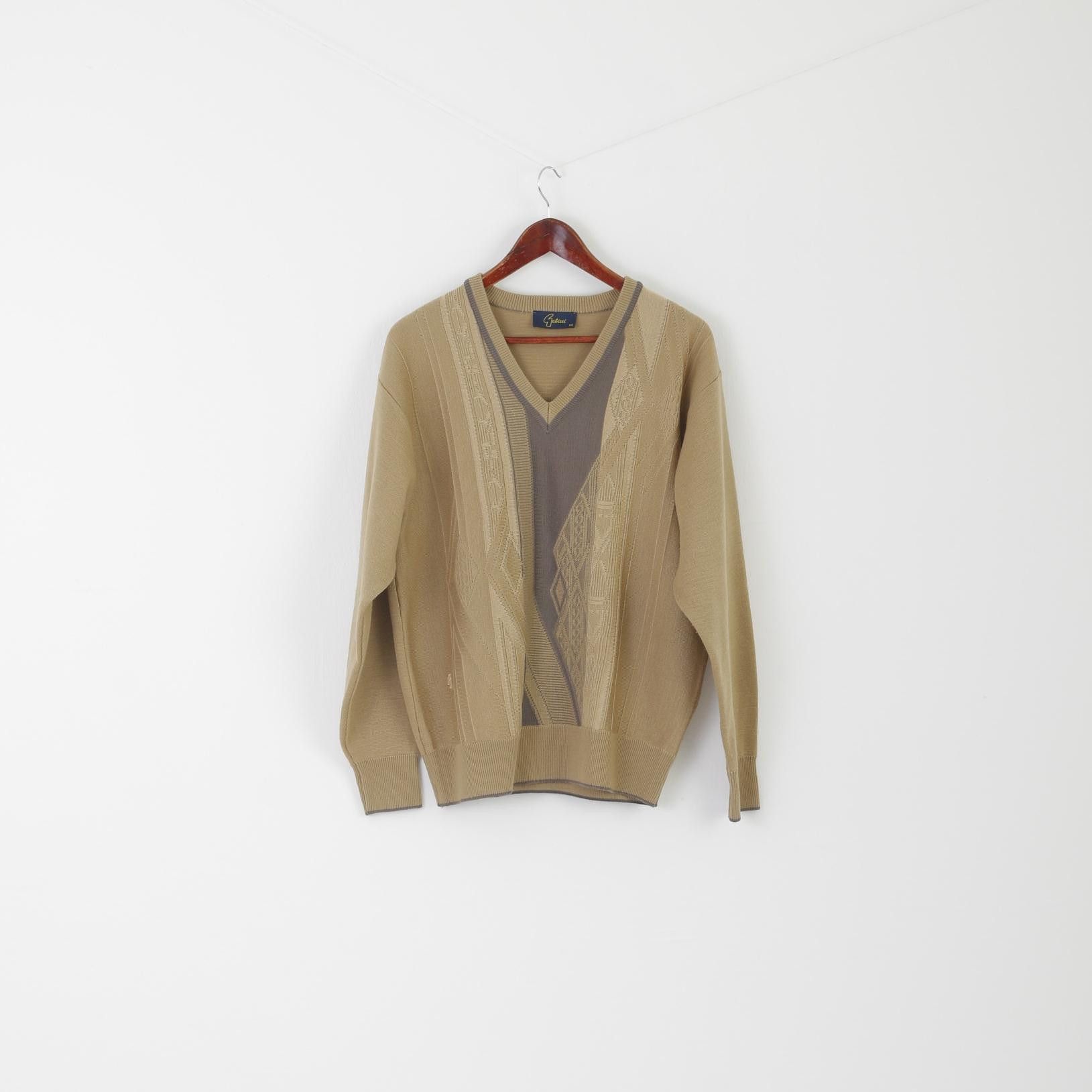 Gabicci Gabicci Men M Jumper Beige Wool Acrylic Blend 8517 Size US M / EU 48-50 / 2 - 2 Thumbnail