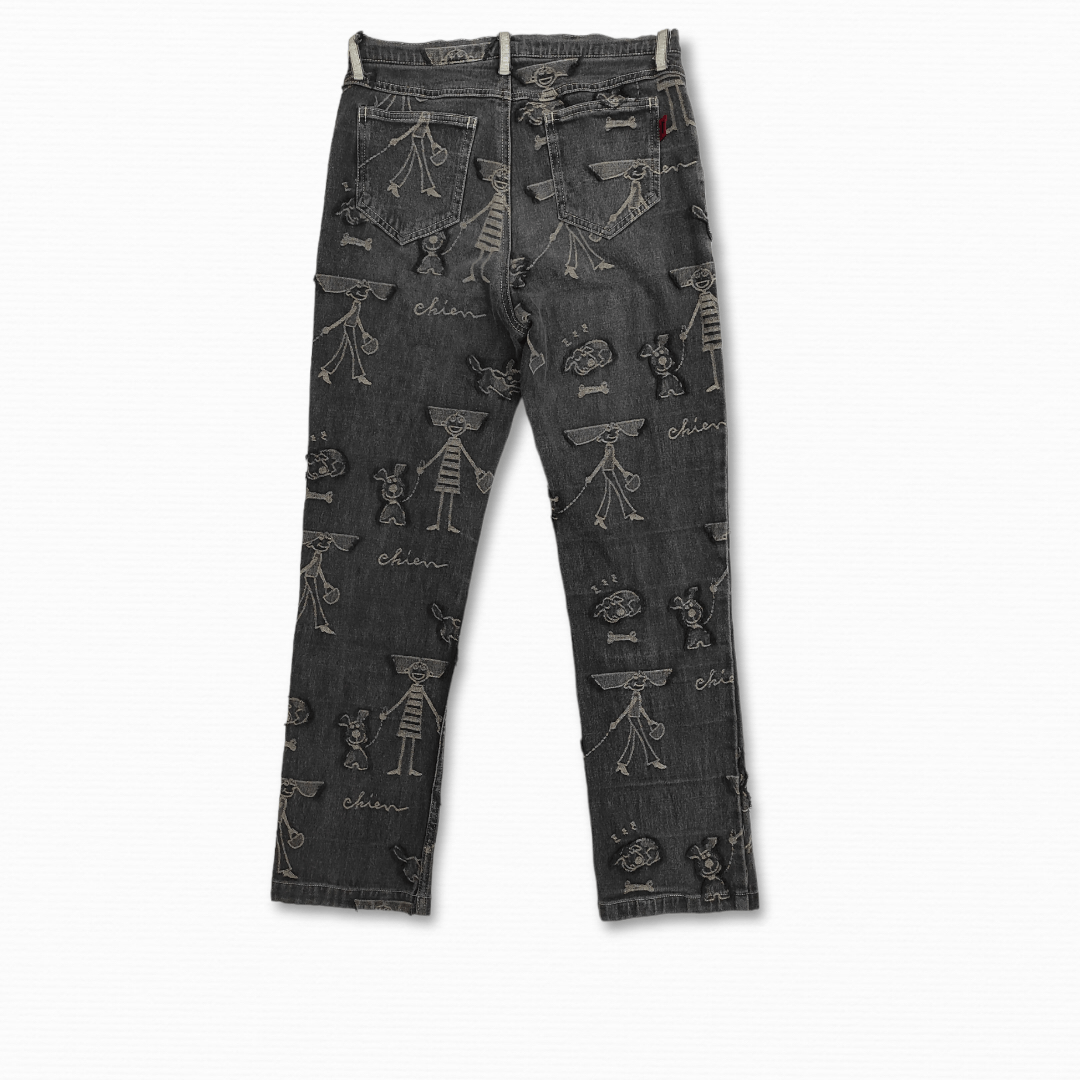 Japanese Brand OLLEBOREBLA Embossed embroidered stretch denim pants Size 27" / US 4 / IT 40 - 2 Thumbnail