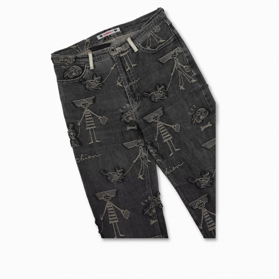 Japanese Brand OLLEBOREBLA Embossed embroidered stretch denim pants Size 27" / US 4 / IT 40 - 13 Thumbnail