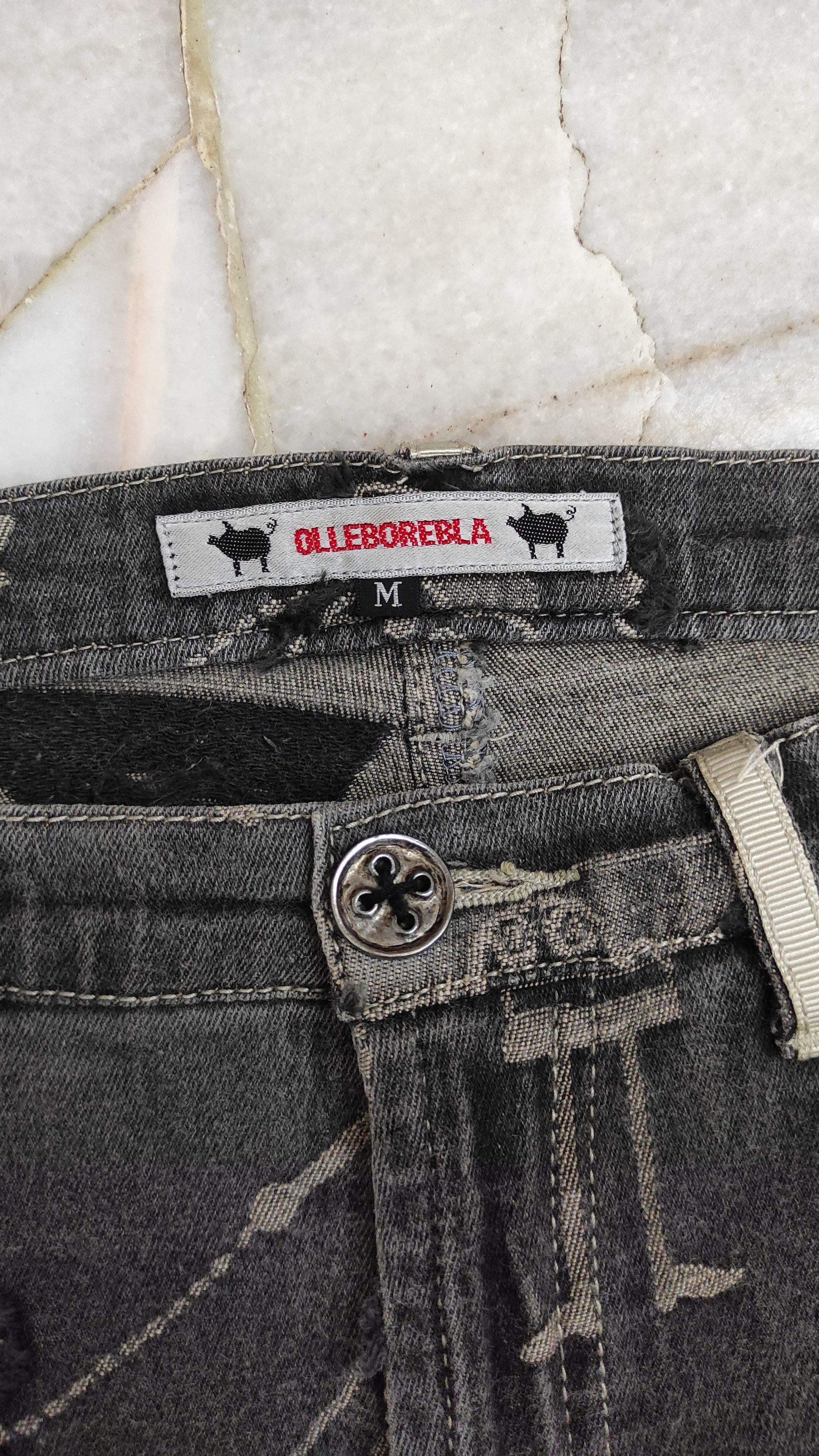 Japanese Brand OLLEBOREBLA Embossed embroidered stretch denim pants Size 27" / US 4 / IT 40 - 5 Thumbnail