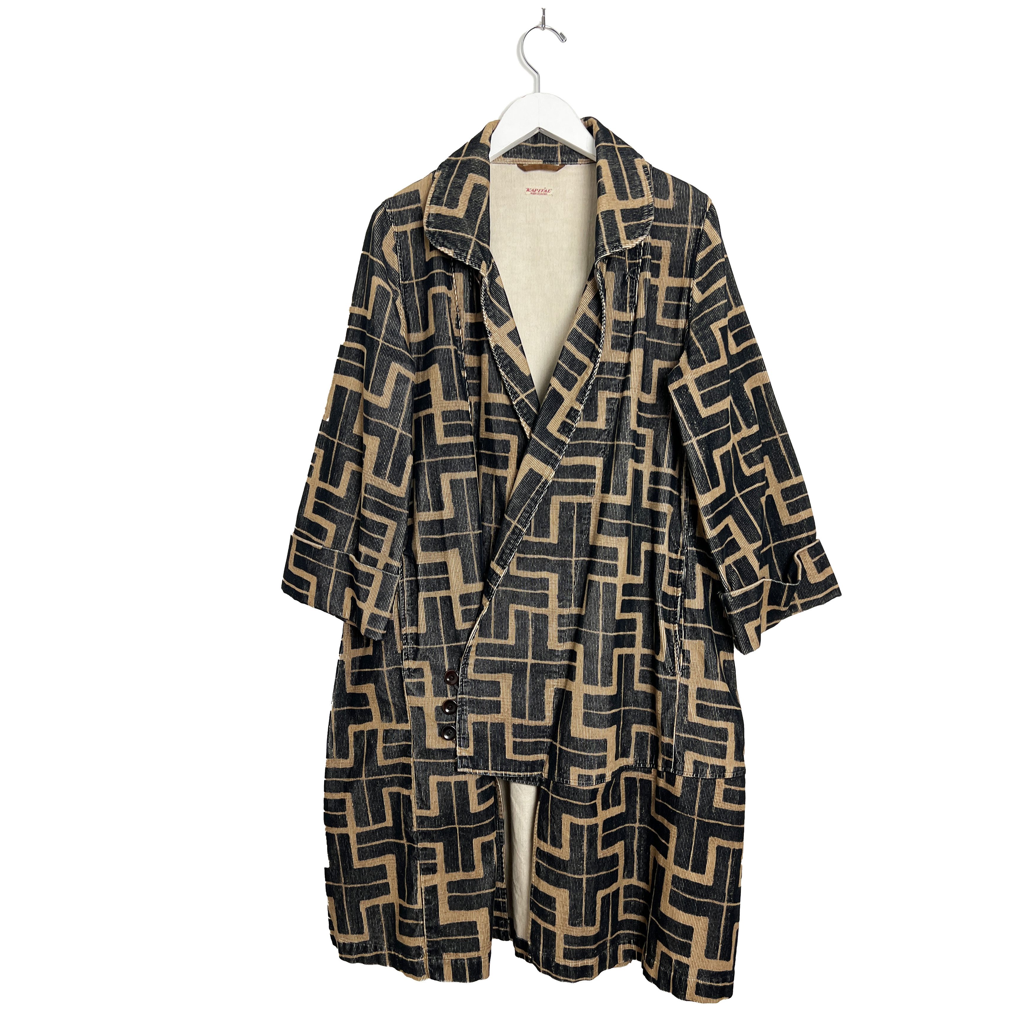 Kapital Long Double Breasted Native Printed Corduroy Coat Size US S / EU 44-46 / 1 - 1 Thumbnail