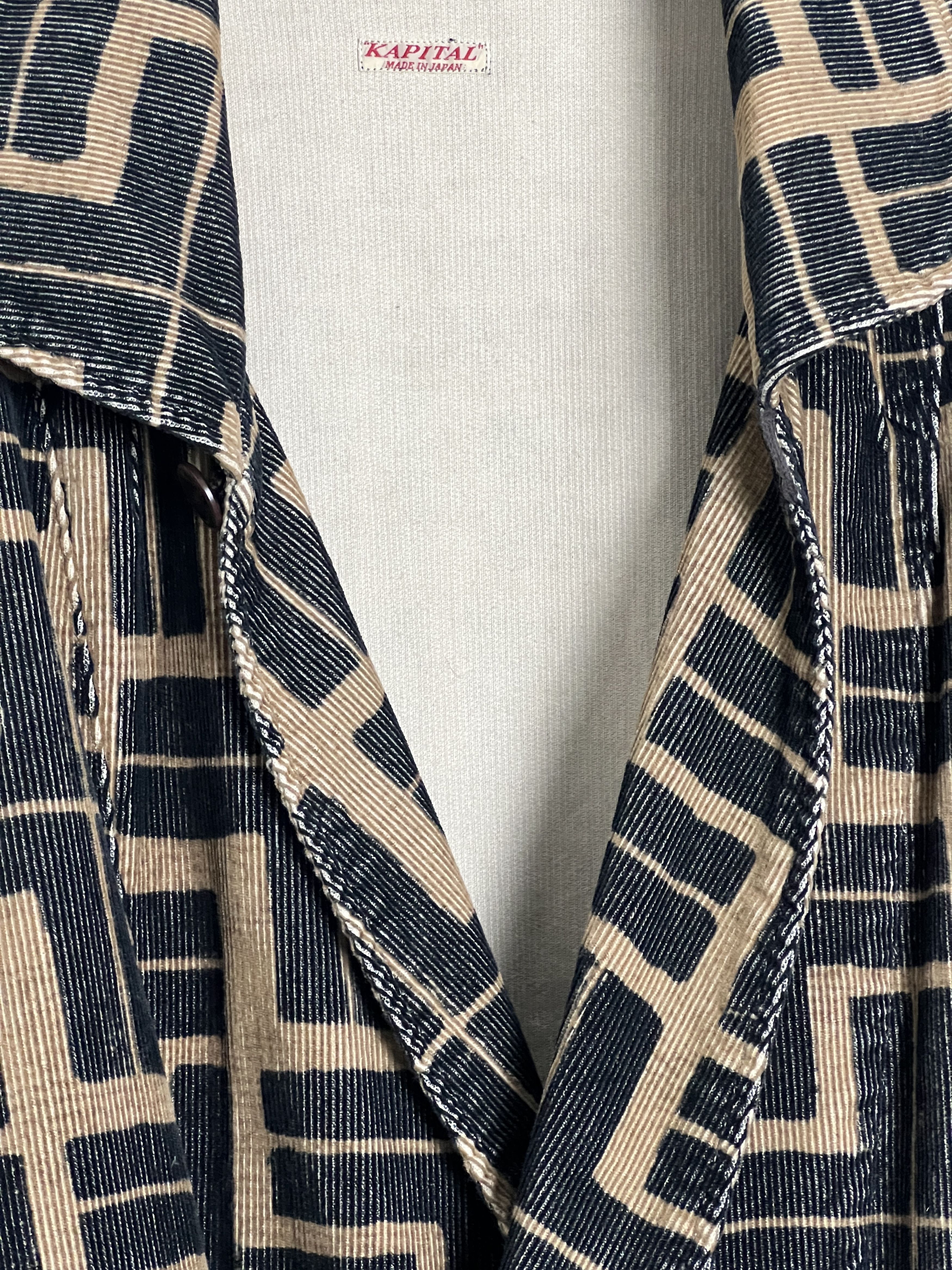 Kapital Long Double Breasted Native Printed Corduroy Coat Size US S / EU 44-46 / 1 - 8 Thumbnail