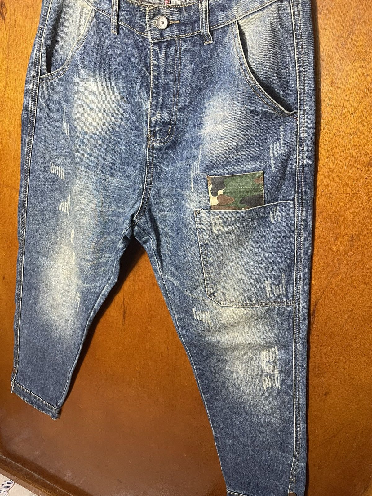 Japanese Brand Vintage Japanese Distressed Patchwork Jeans Size US 34 / EU 50 - 3 Thumbnail