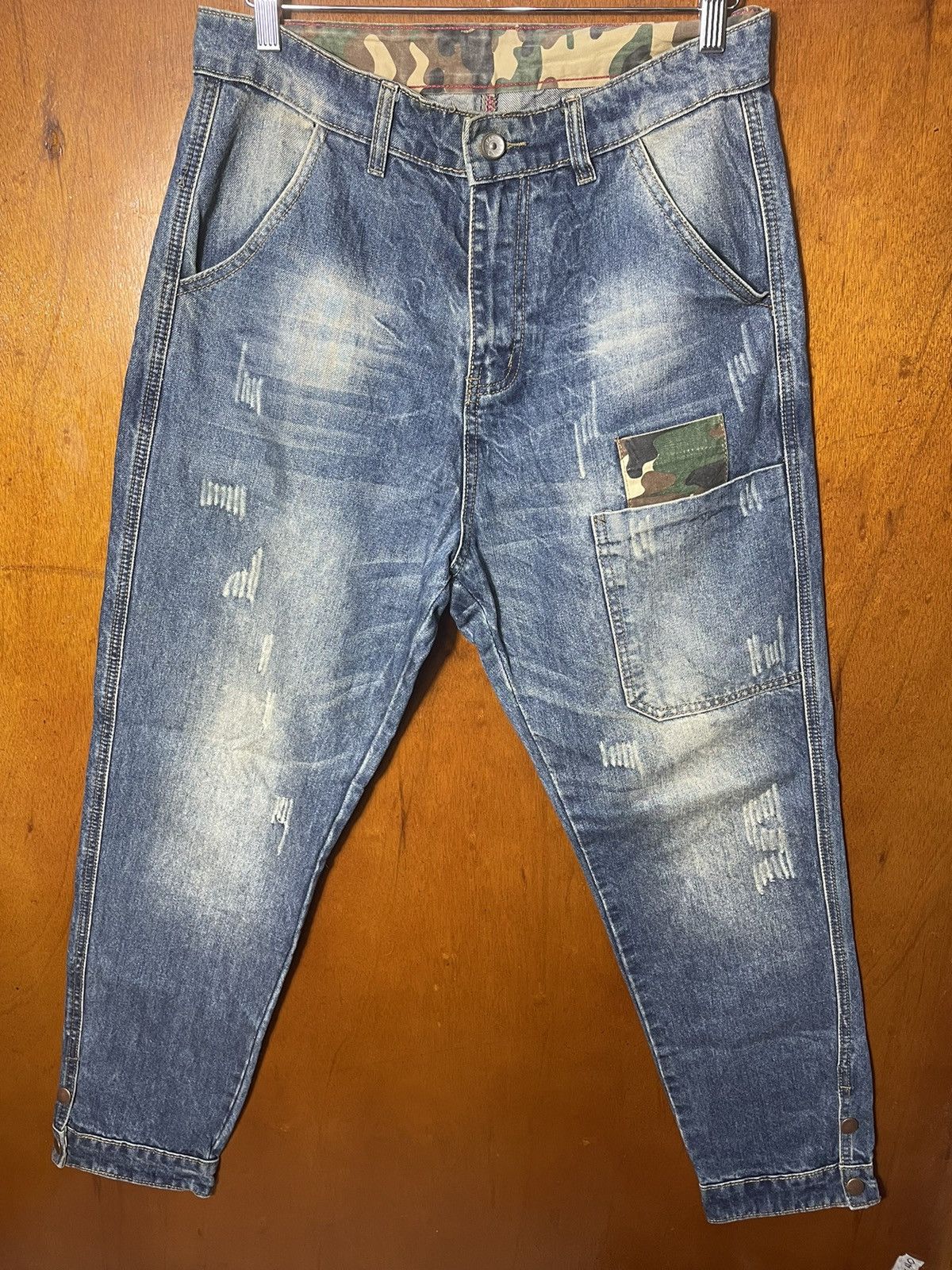Vintage Japanese Distressed Patchwork Jeans