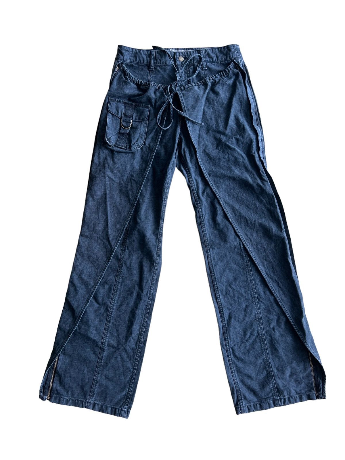 2000's bondage flare parachute pants y2k