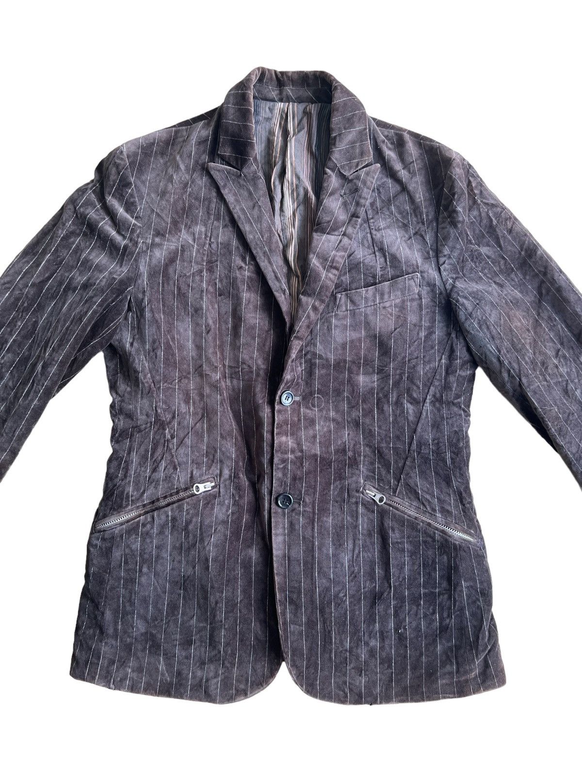 PPFM 1990s PPFM 🇯🇵 Velour Velvet Striped Zipper Pocket Jacket Size US M / EU 48-50 / 2 - 2 Thumbnail