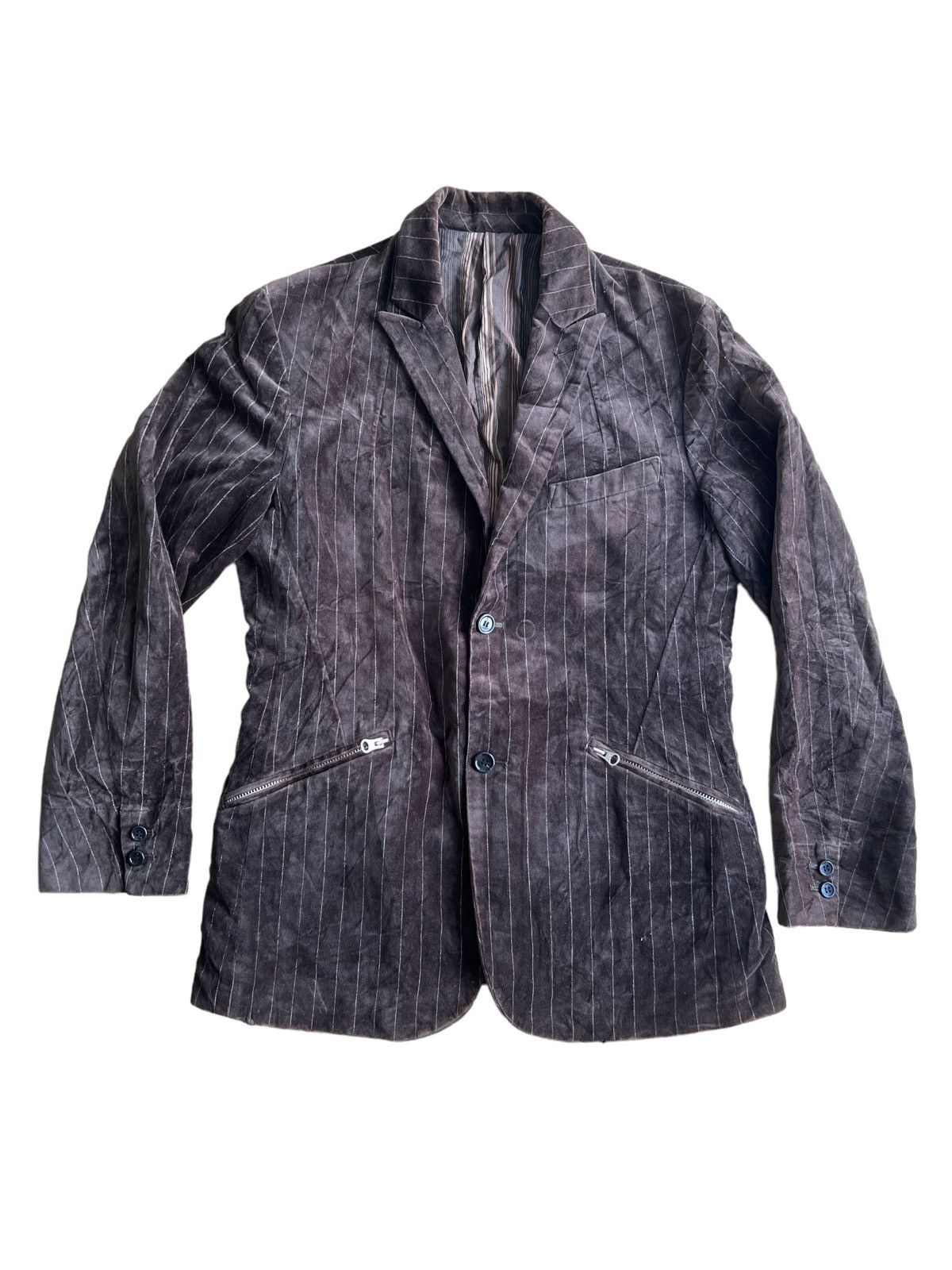 PPFM 1990s PPFM 🇯🇵 Velour Velvet Striped Zipper Pocket Jacket Size US M / EU 48-50 / 2 - 1 Thumbnail