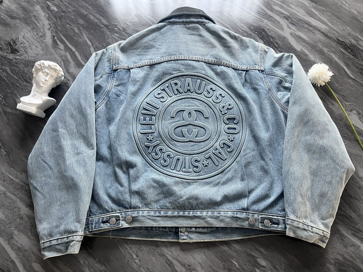Stussy Stussy x Levi's Embossed Praglad Trucker Jacket 8 Ball Grailed