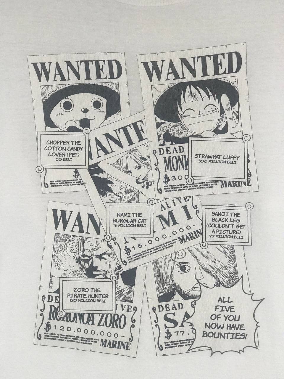Anime Vintage rare One Piece wanted poster luffy zoro nami sanji Size US L / EU 52-54 / 3 - 3 Thumbnail