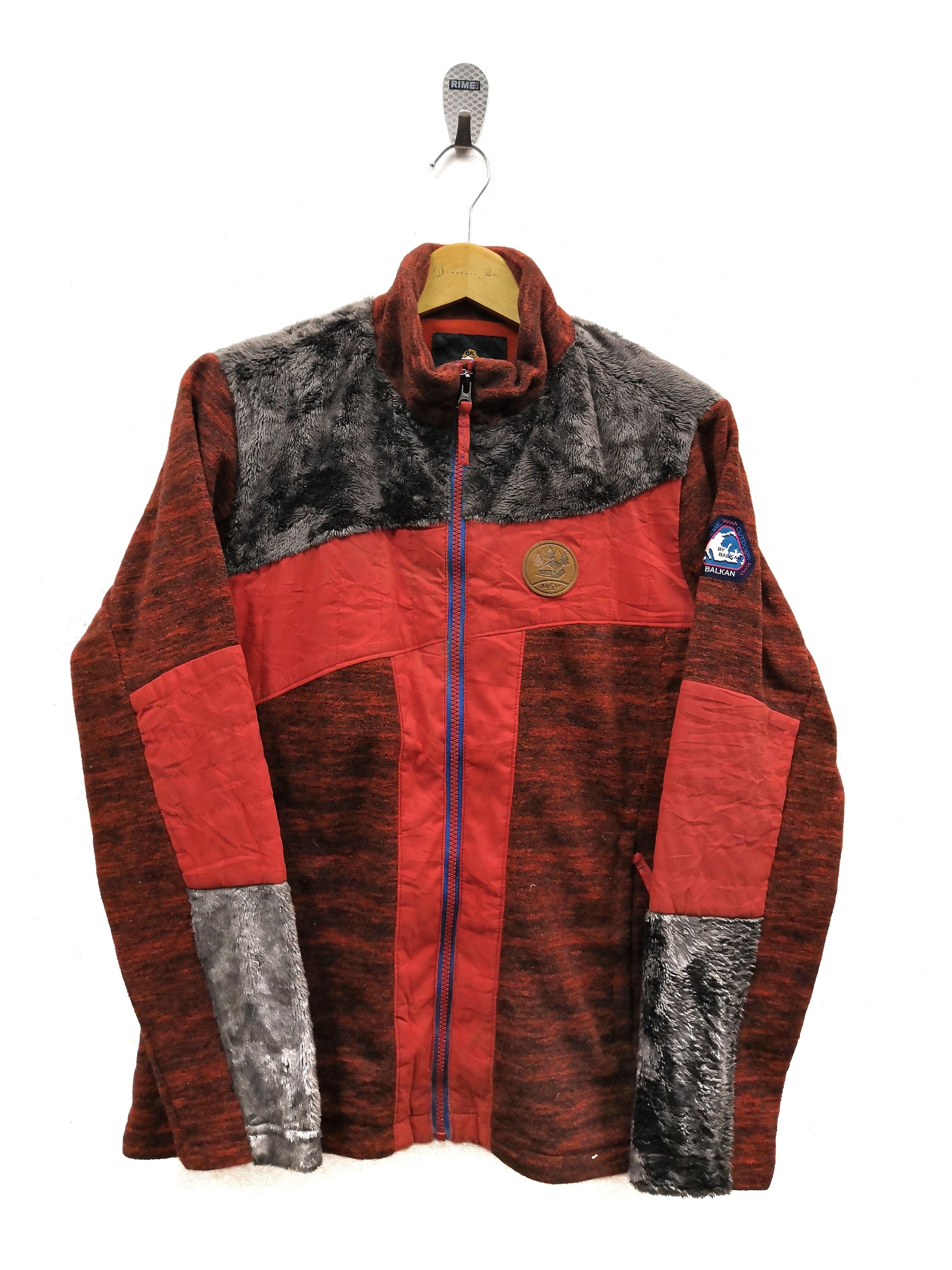 image of Designer Need Gone Today Balkan Multicolor Fleece Jacket in Red, Men's (Size Small)