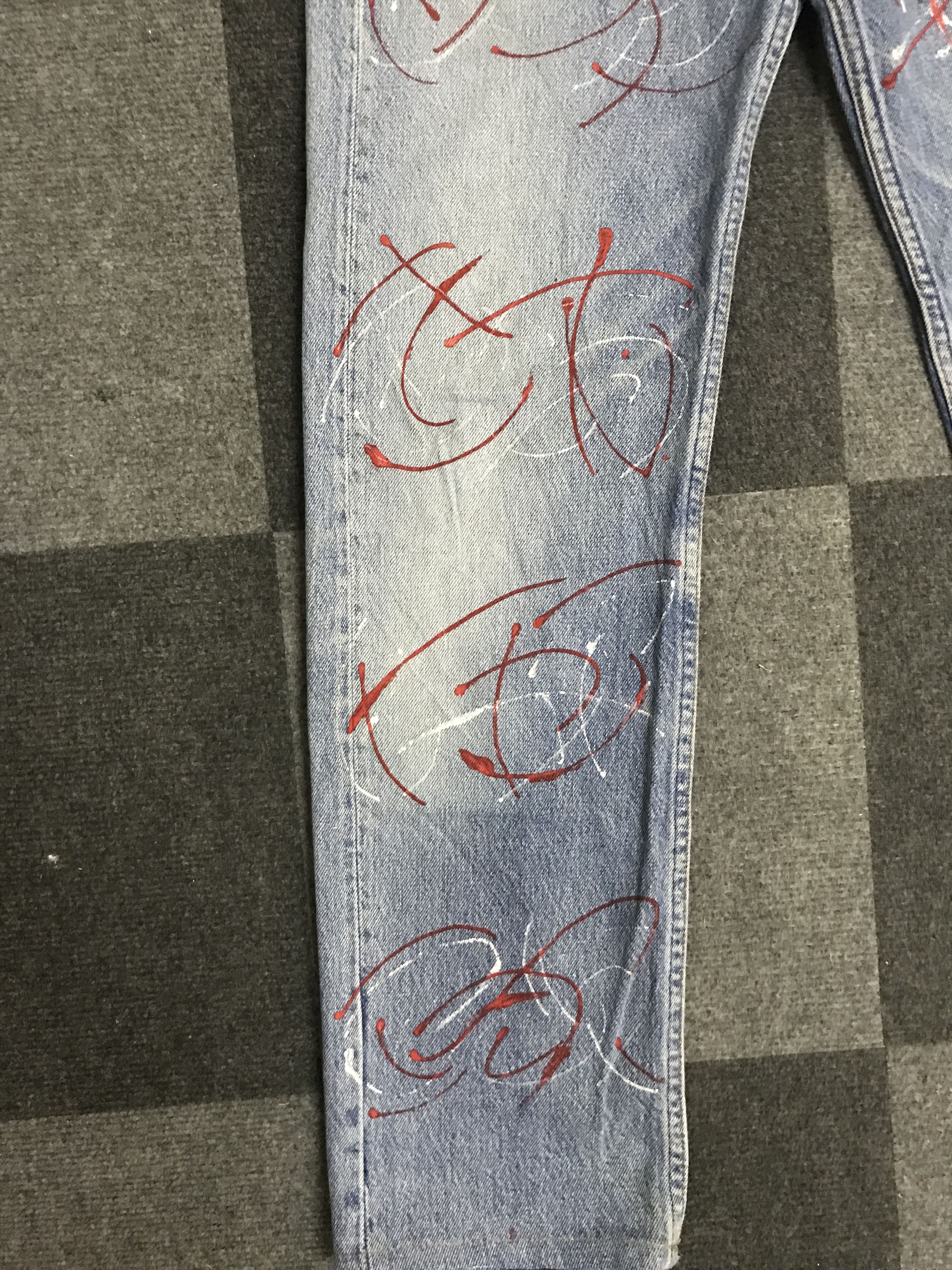 Art Comes First VLEV129-Vintage Levis 501 Paint Art Light Wash Jeans Size US 29 - 8 Thumbnail