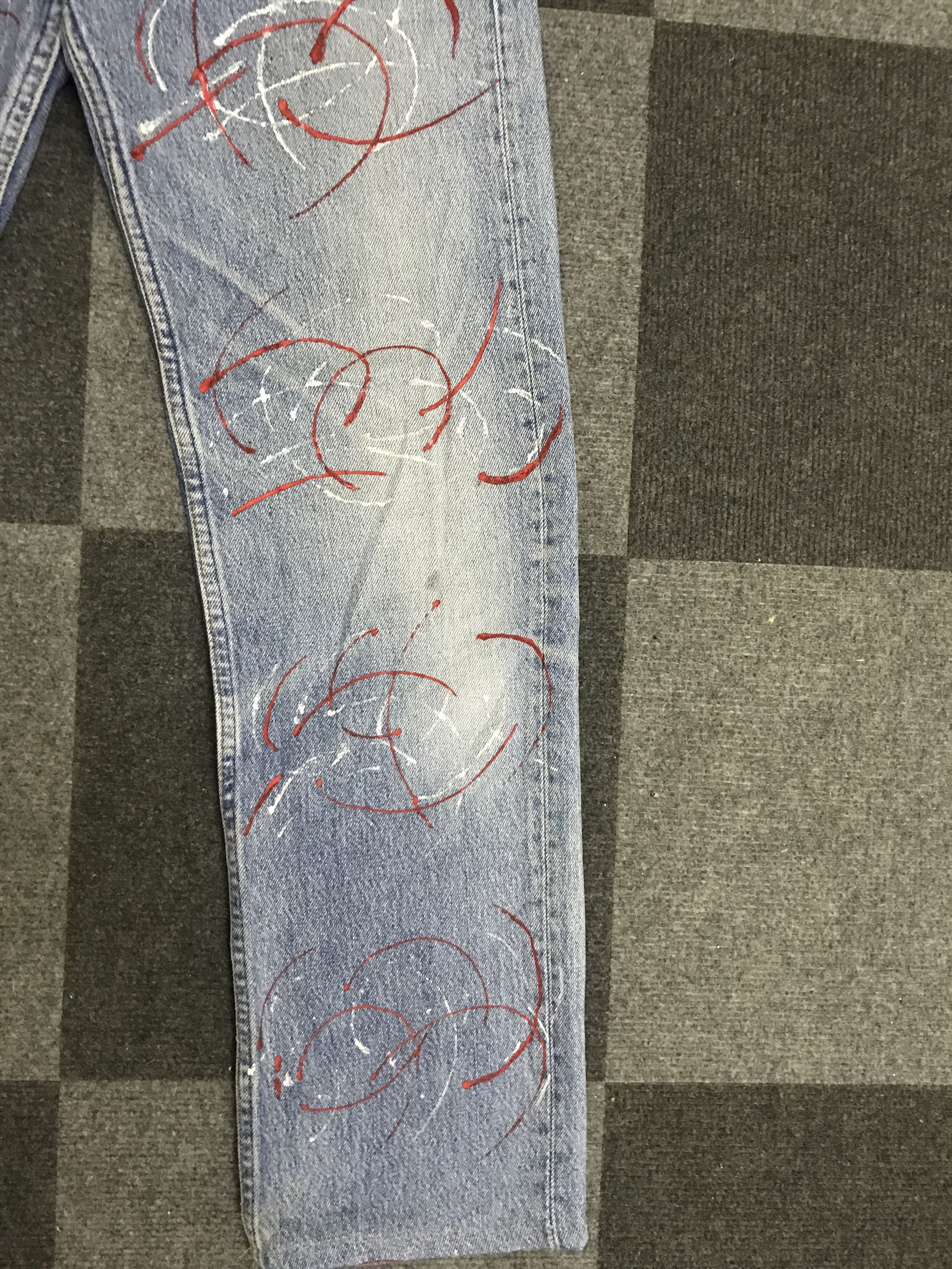 Art Comes First VLEV129-Vintage Levis 501 Paint Art Light Wash Jeans Size US 29 - 7 Thumbnail