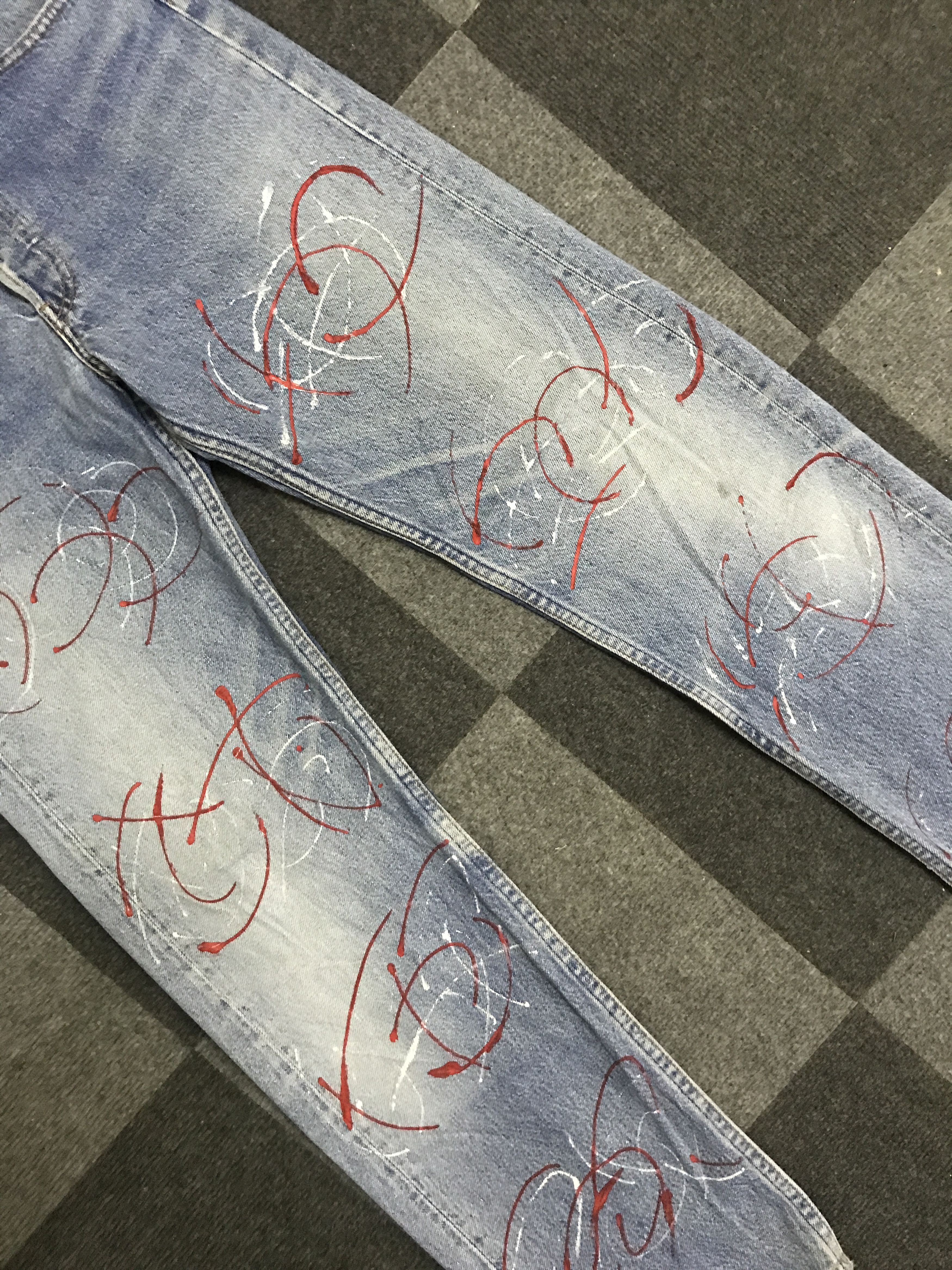 Art Comes First VLEV129-Vintage Levis 501 Paint Art Light Wash Jeans Size US 29 - 3 Thumbnail