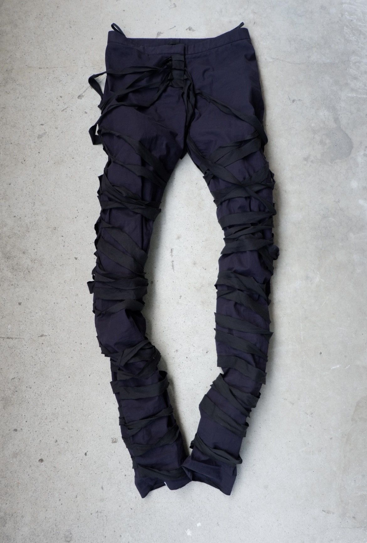 Pantalon Helmut Lang Bondage Strap Vintage 2004 - Taille 42 En Laine Noire - Occasion Très Bon état