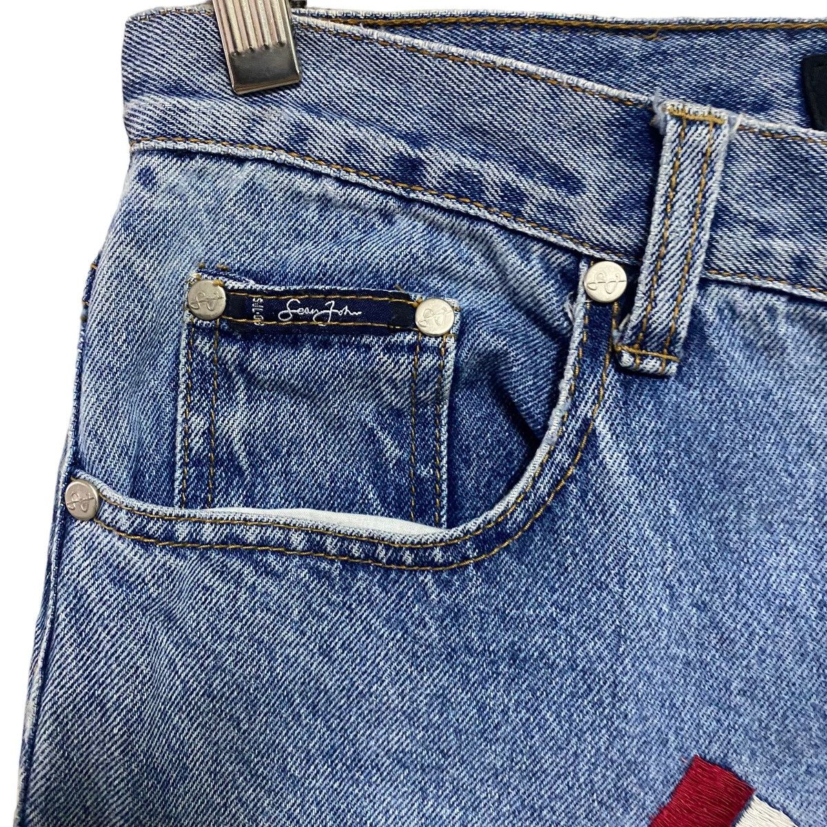 Sean John Vintage Sean John Denim Embroidery Patchwork Jeans USA Flag Size US 31 - 10 Thumbnail