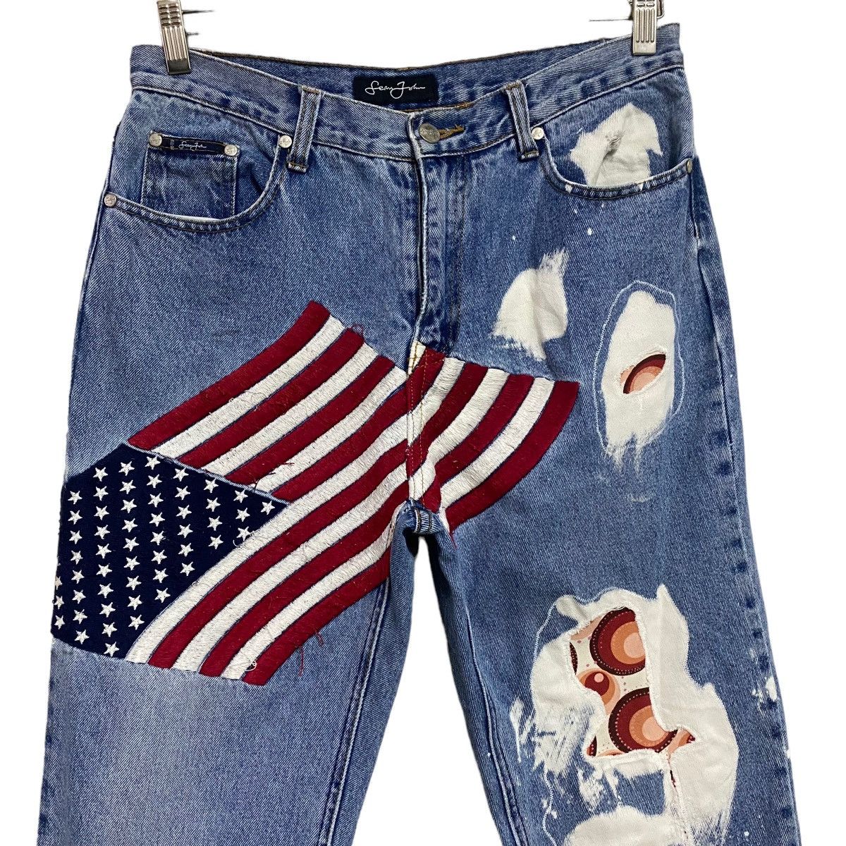 Sean John Vintage Sean John Denim Embroidery Patchwork Jeans USA Flag Size US 31 - 3 Thumbnail