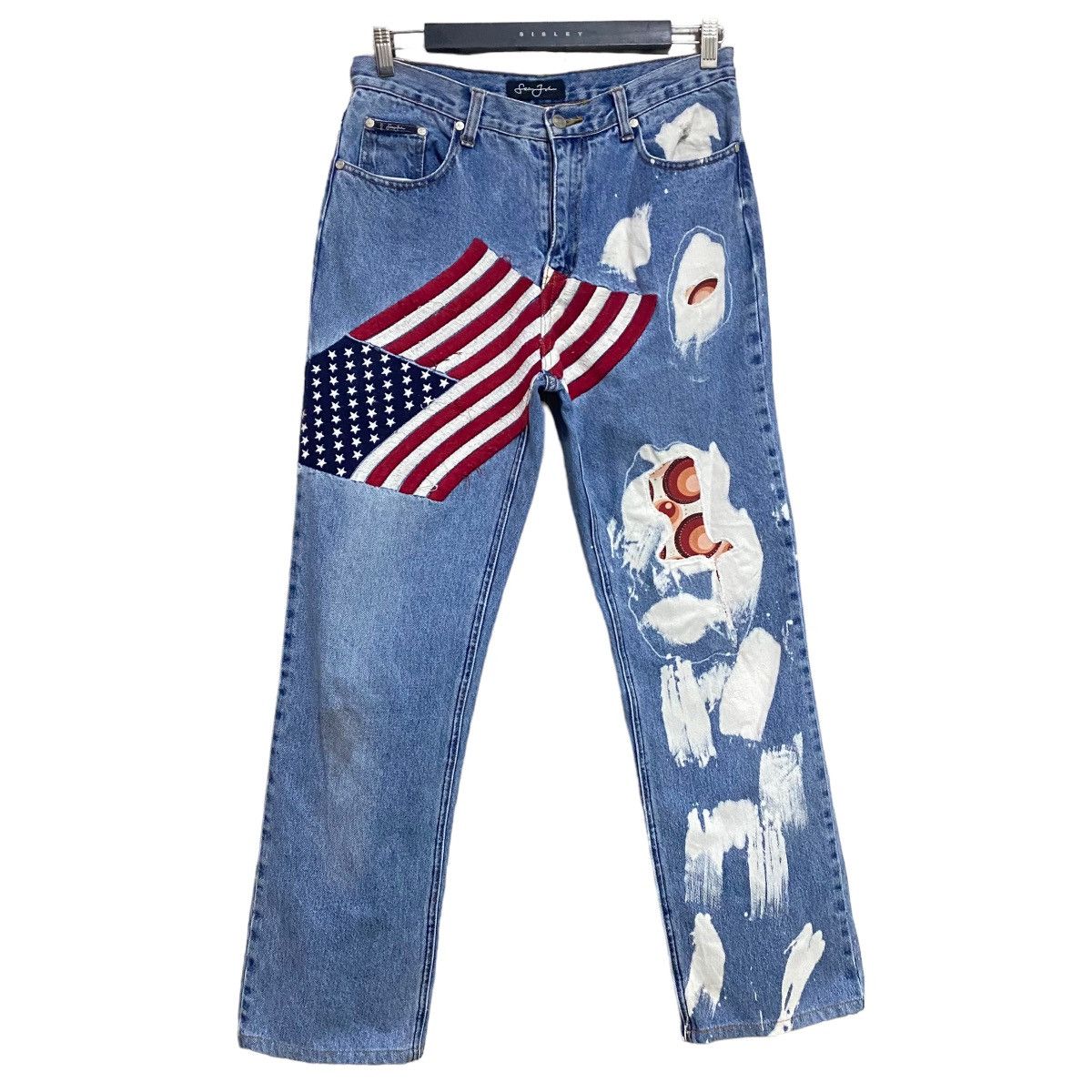 Sean John Vintage Sean John Denim Embroidery Patchwork Jeans USA Flag Size US 31 - 1 Thumbnail
