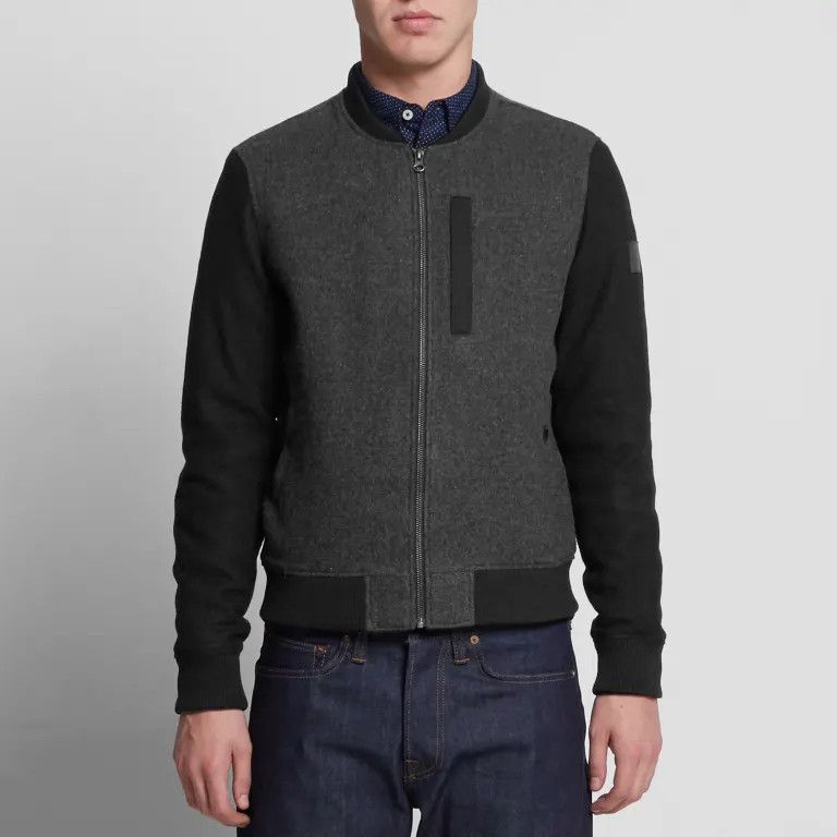 Edwin EDWIN Baller Bomber Jacket Wool Black Grey Varsity Quilted Size US L / EU 52-54 / 3 - 4 Thumbnail
