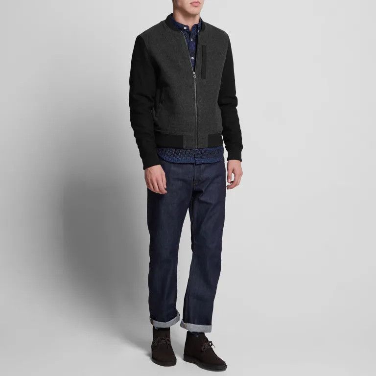 Edwin EDWIN Baller Bomber Jacket Wool Black Grey Varsity Quilted Size US L / EU 52-54 / 3 - 3 Thumbnail