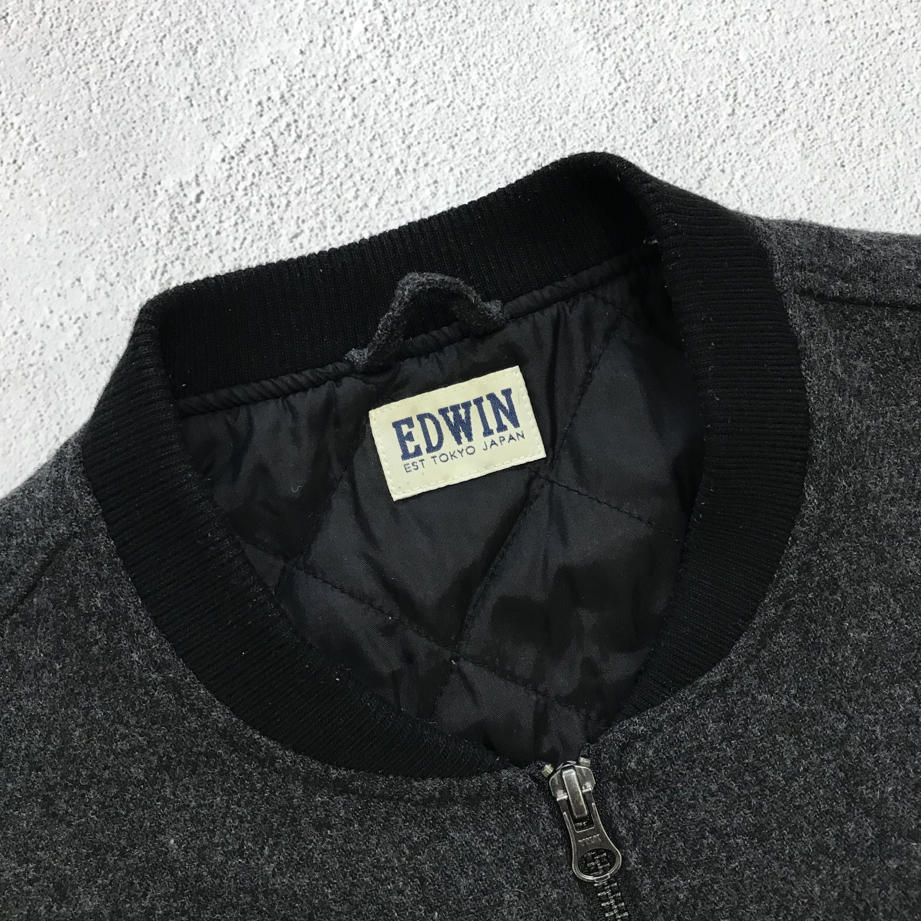 Edwin EDWIN Baller Bomber Jacket Wool Black Grey Varsity Quilted Size US L / EU 52-54 / 3 - 7 Thumbnail