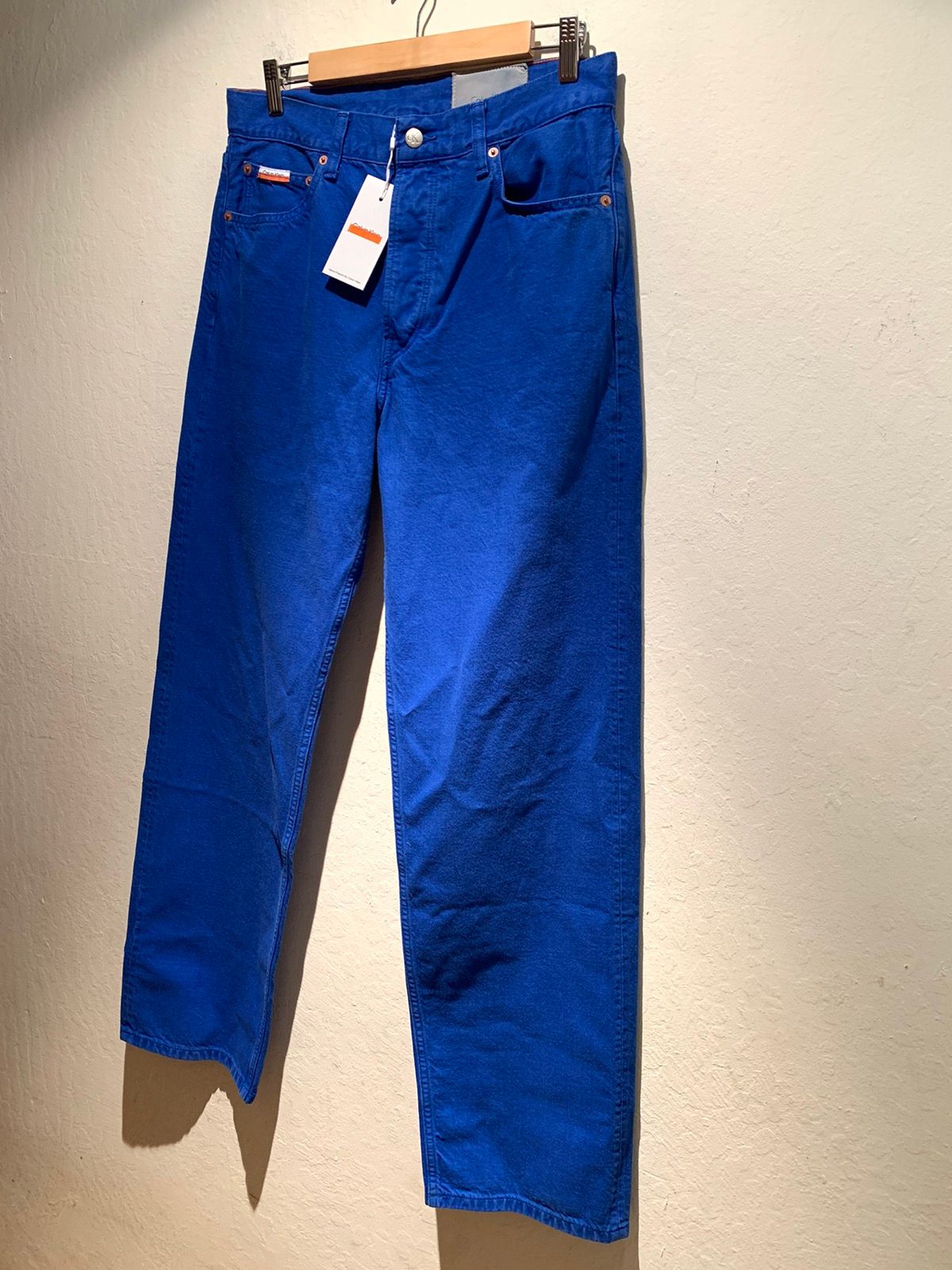 image of New Heron Preston X Calvin Klein Overdye Denim Jeans in Blue, Men's (Size 34)