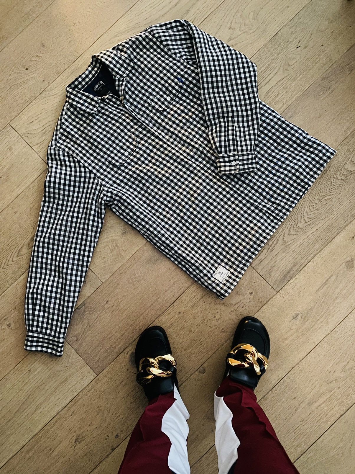 Stussy Vintage Stussy B&W checkered jacket shirt shacket sz L work Size US L / EU 52-54 / 3 - 1 Thumbnail