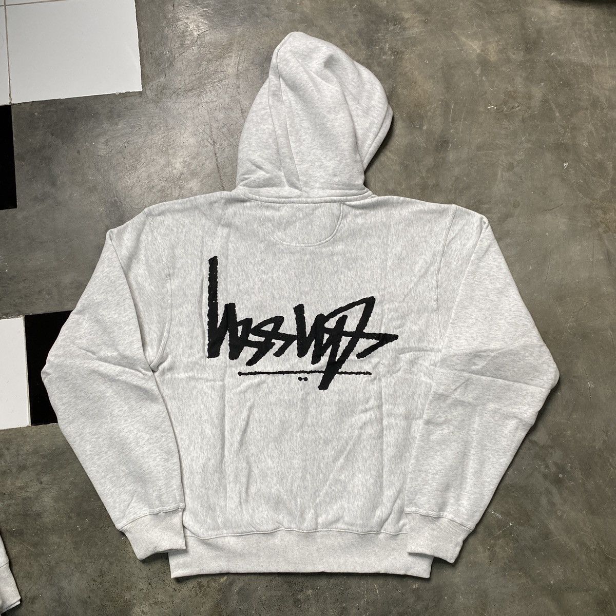 Stussy STUSSY STOCK LOGO FLIPPED ZIP HOODIE - ASH HEATHER | Grailed