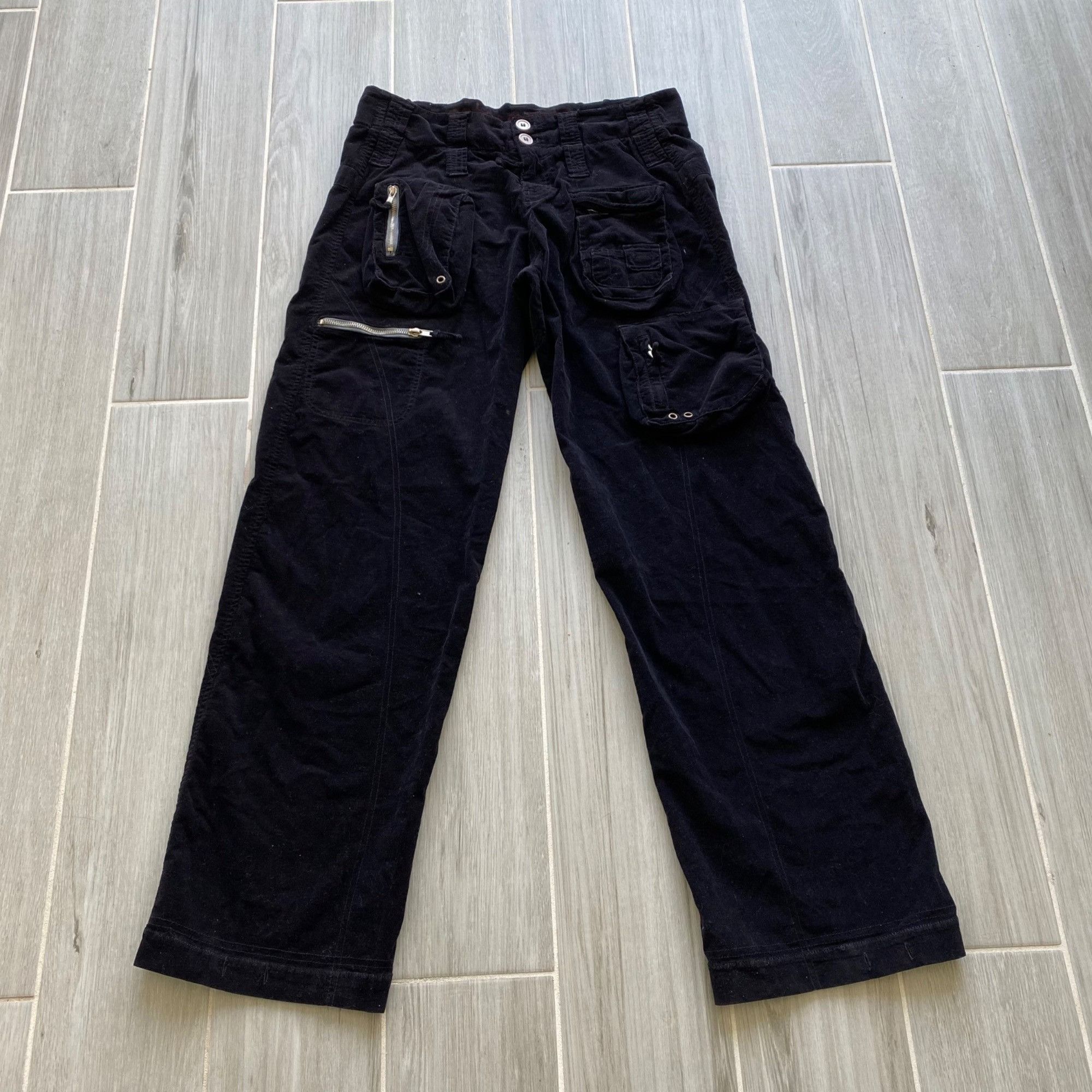 PETE & GRETA BLACK CORDUROY POPLIN CARGO PANTS SZ 8