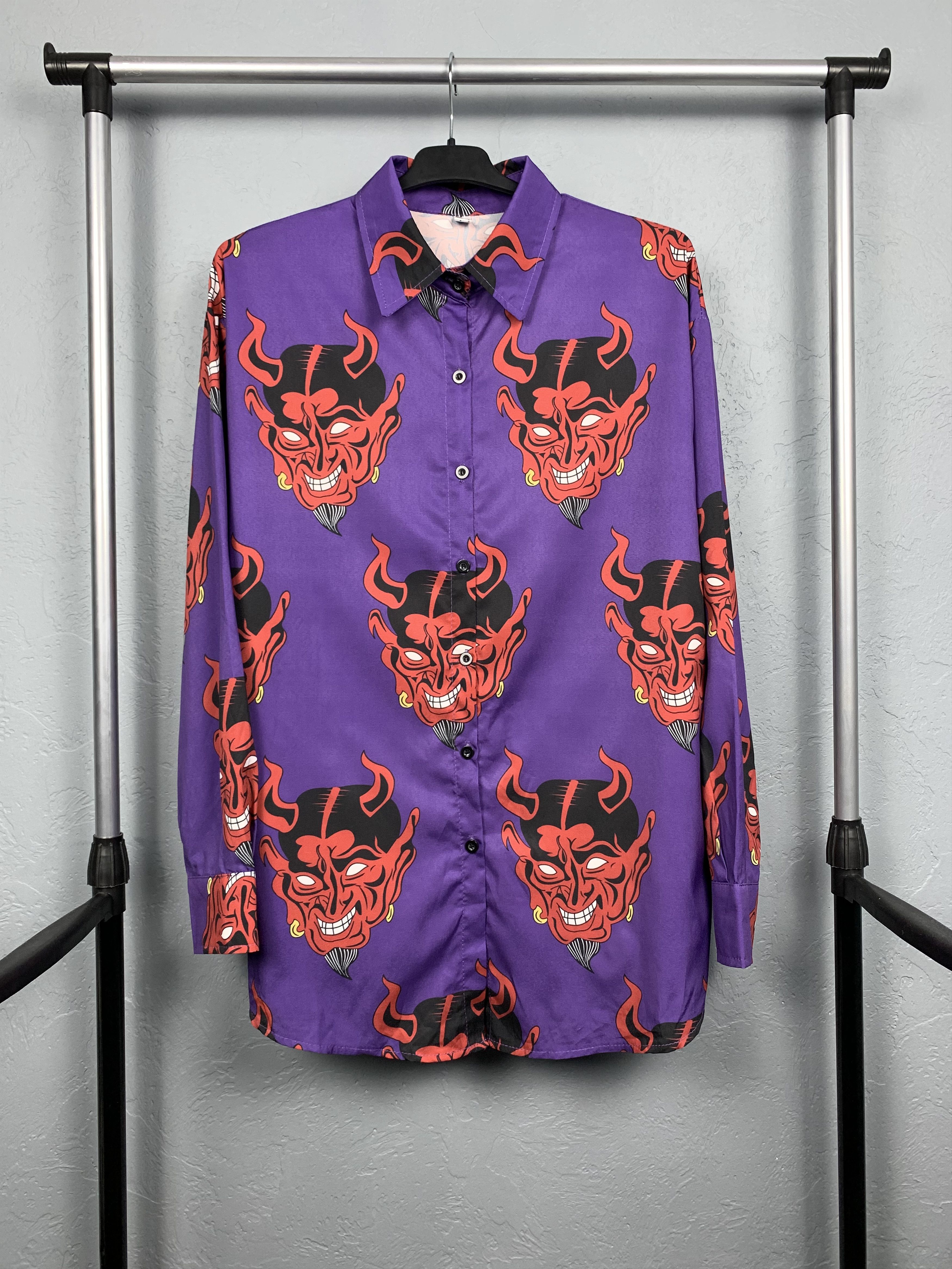 Japanese Brand Hawaiian Shirt in Japanese Style Oni Mask Size US L / EU 52-54 / 3 - 1 Thumbnail