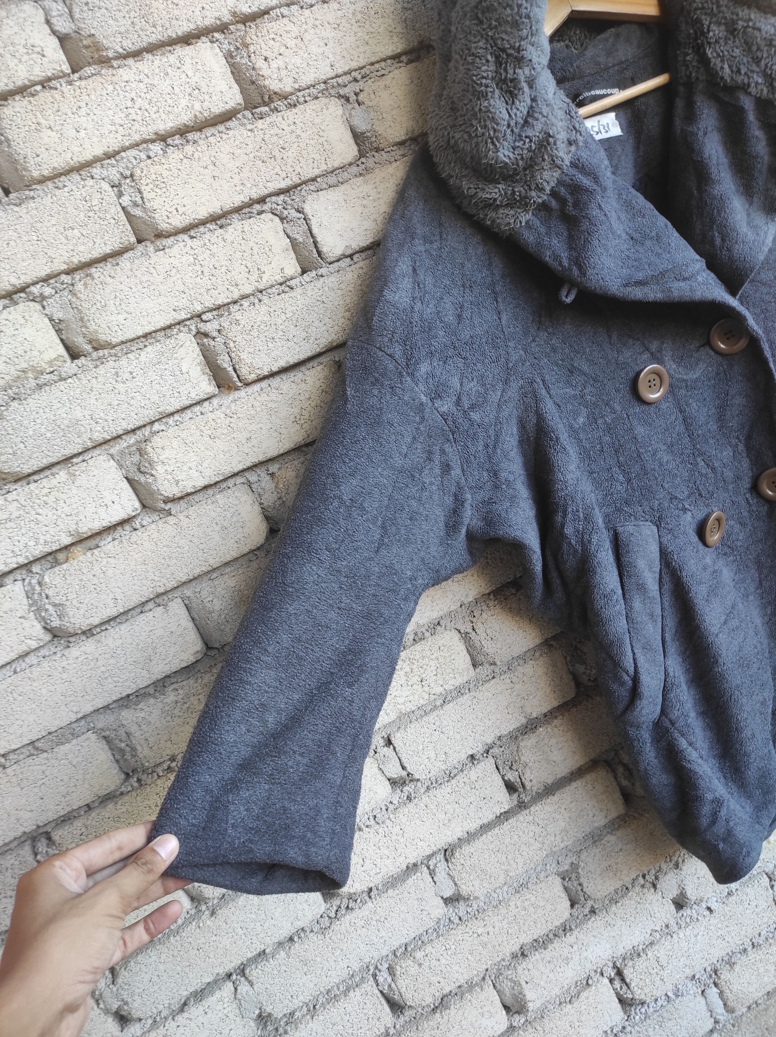 Issey Miyake × mercibeaucoup mercibeaucoup Issey Miyake fur collar peacoat jacket Size US L / EU 52-54 / 3 - 5 Thumbnail