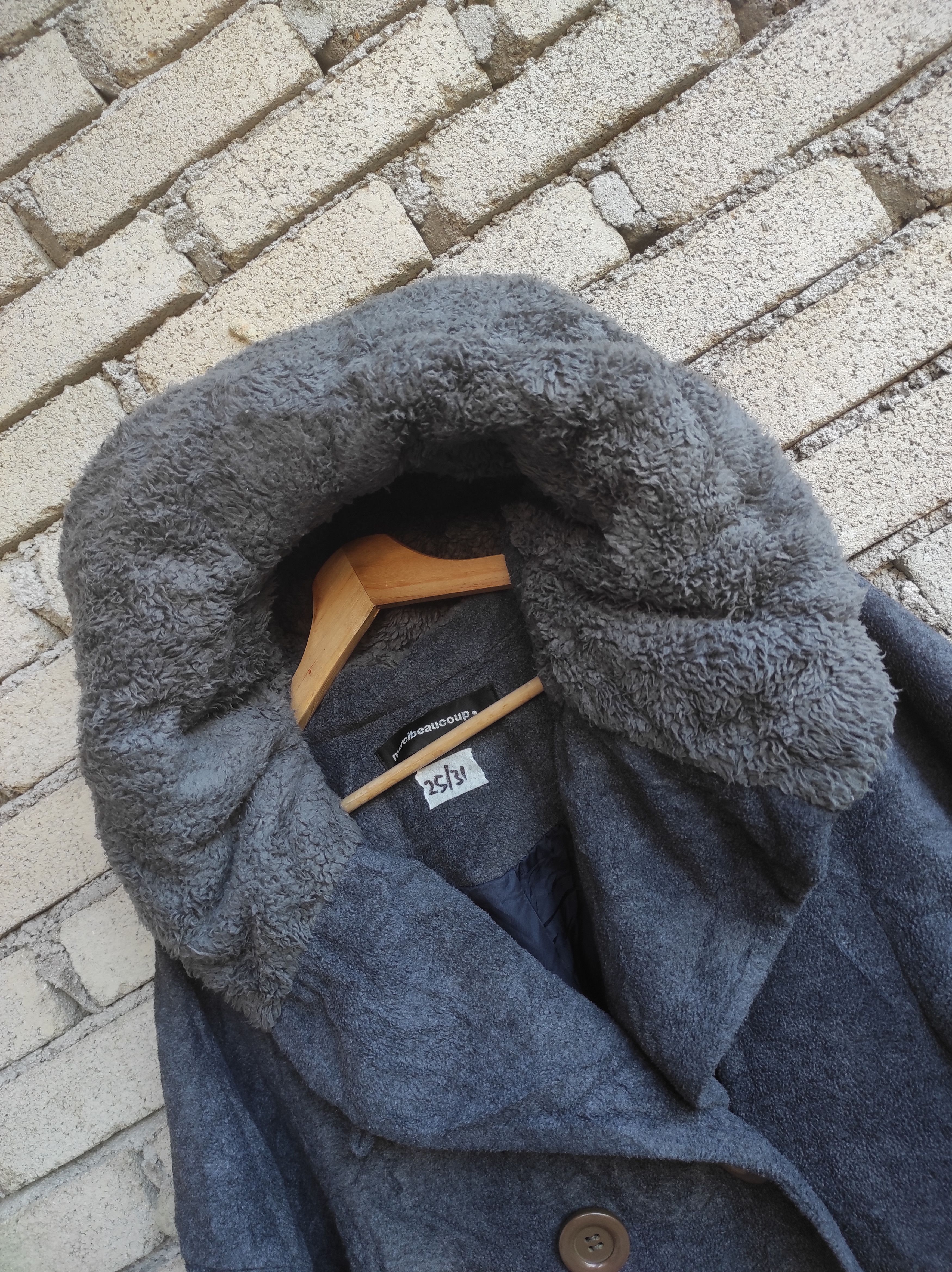 Issey Miyake × mercibeaucoup mercibeaucoup Issey Miyake fur collar peacoat jacket Size US L / EU 52-54 / 3 - 4 Thumbnail