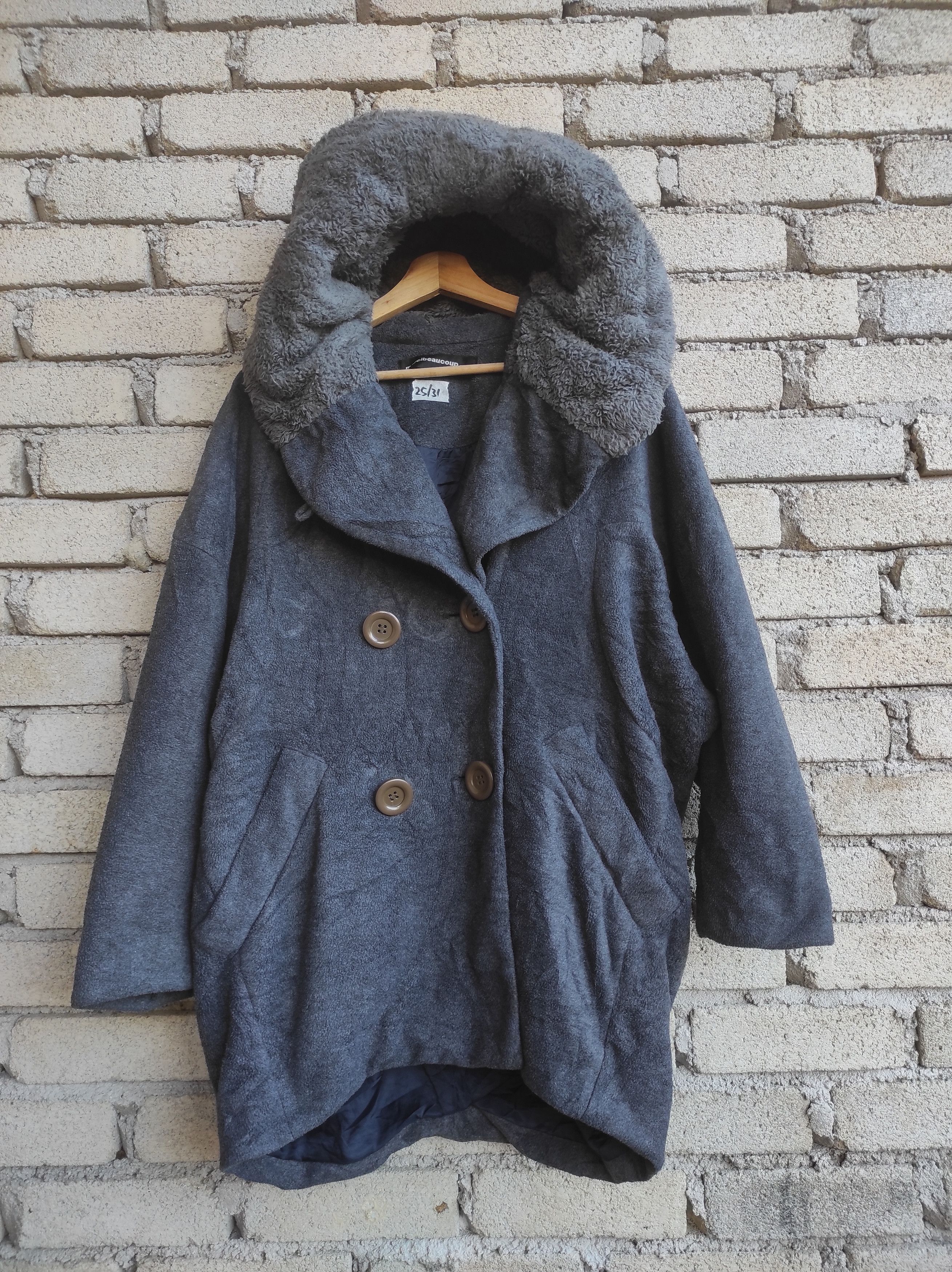 Issey Miyake × mercibeaucoup mercibeaucoup Issey Miyake fur collar peacoat jacket Size US L / EU 52-54 / 3 - 1 Thumbnail