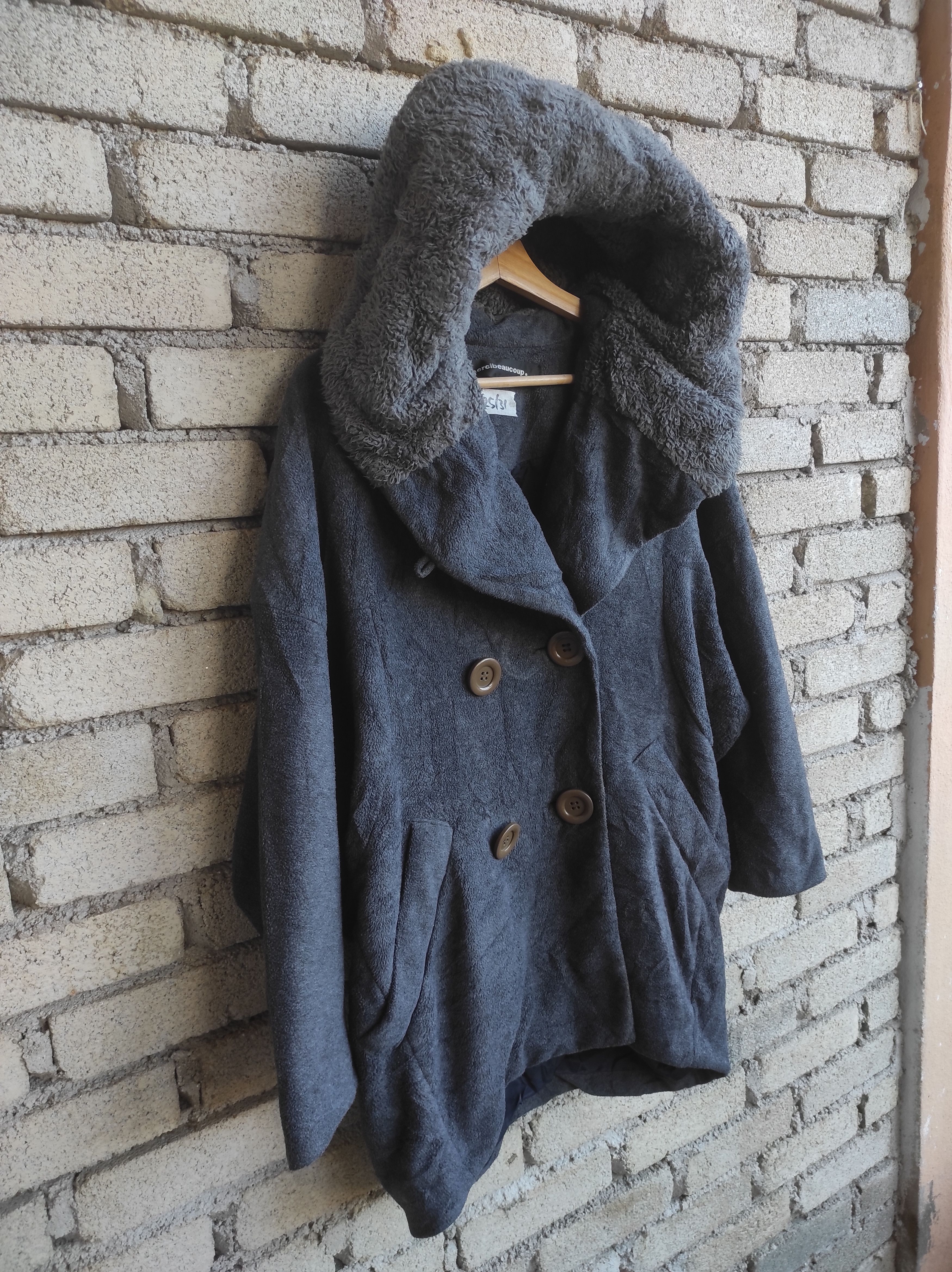 Issey Miyake × mercibeaucoup mercibeaucoup Issey Miyake fur collar peacoat jacket Size US L / EU 52-54 / 3 - 2 Thumbnail