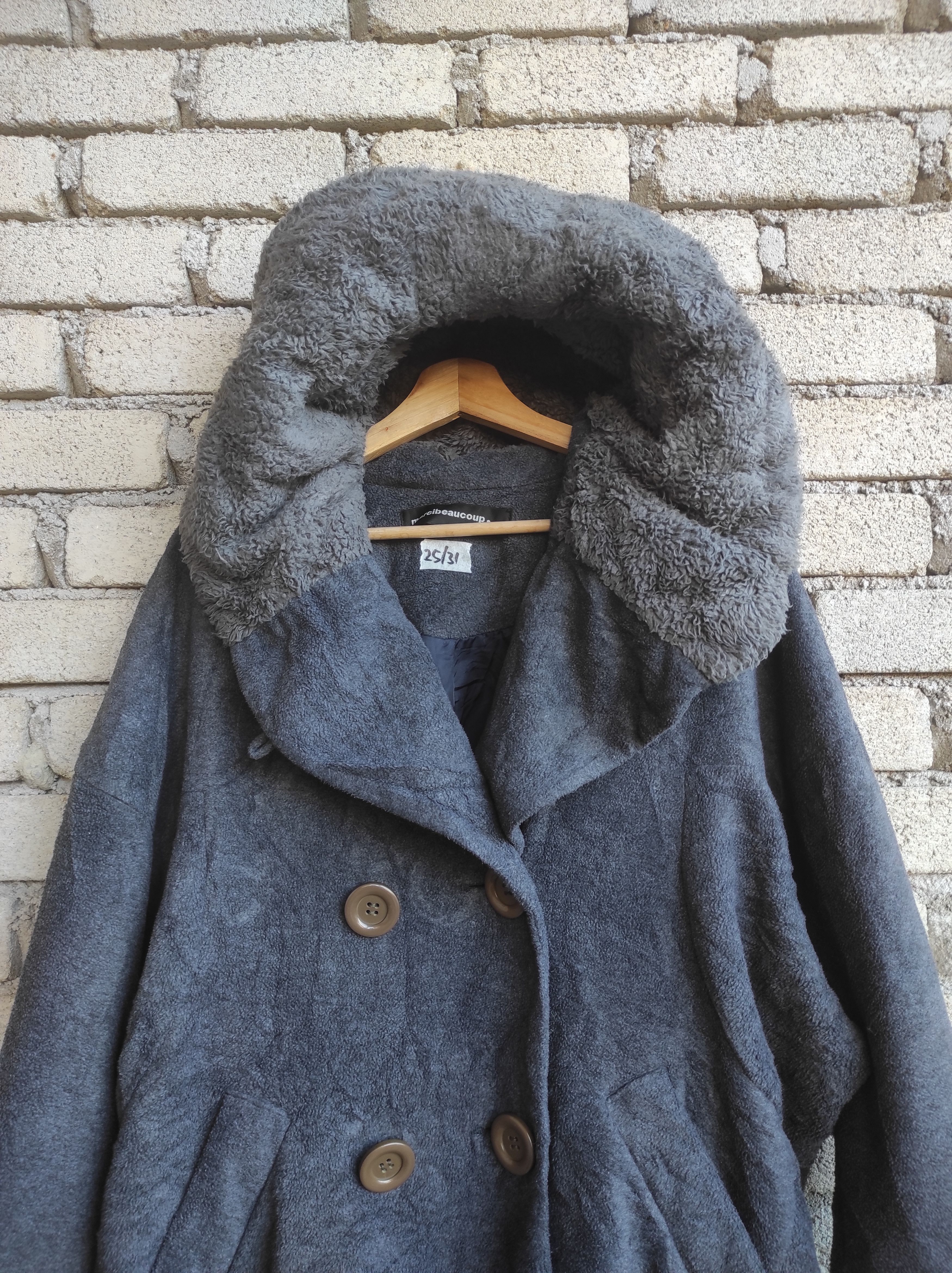 Issey Miyake × mercibeaucoup mercibeaucoup Issey Miyake fur collar peacoat jacket Size US L / EU 52-54 / 3 - 3 Thumbnail