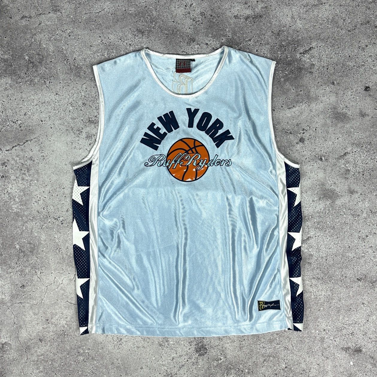 image of Rap Tees x Ruff Ryders Vintage 90's Ruff Riders 88 New York Basketball Jersey OG Dmx in Blue (Size 