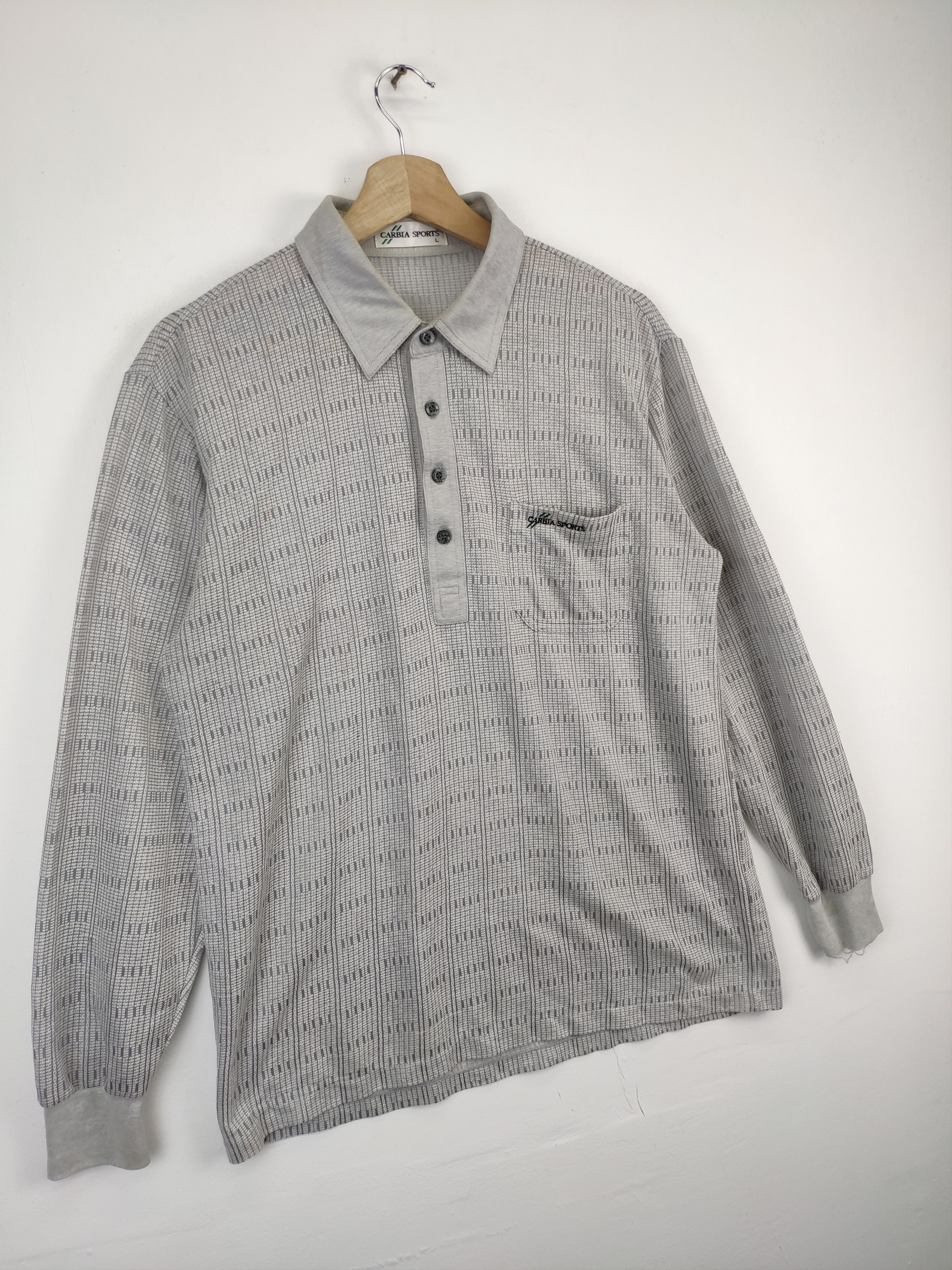 Japanese Brand × Vintage Vintage Polo Shirt Long Sleeve Distressed by CARBIA SPORTS Size US M / EU 48-50 / 2 - 6 Thumbnail