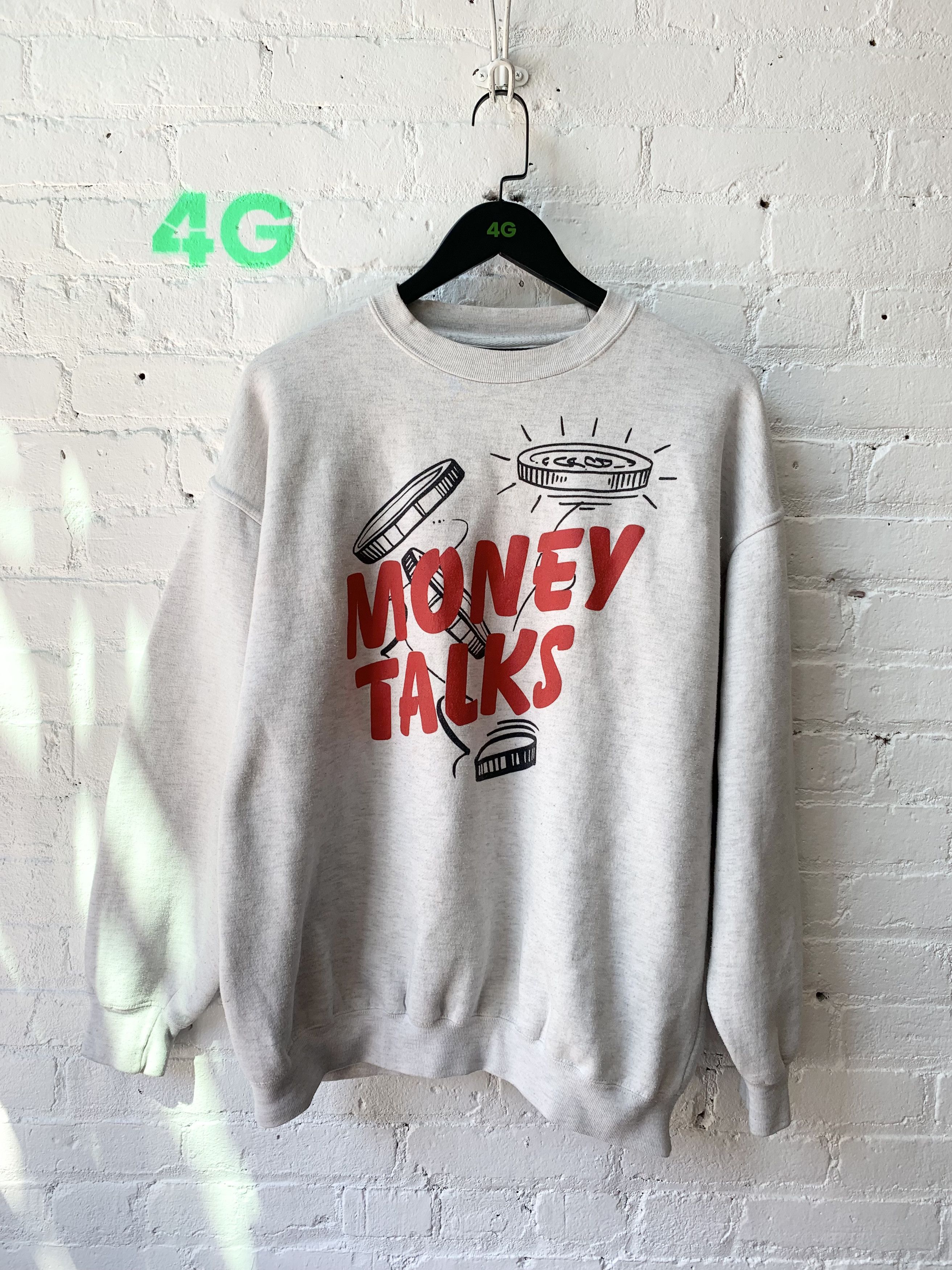 Vintage Money Talks Avis Crew Neck Sweater Sz XL