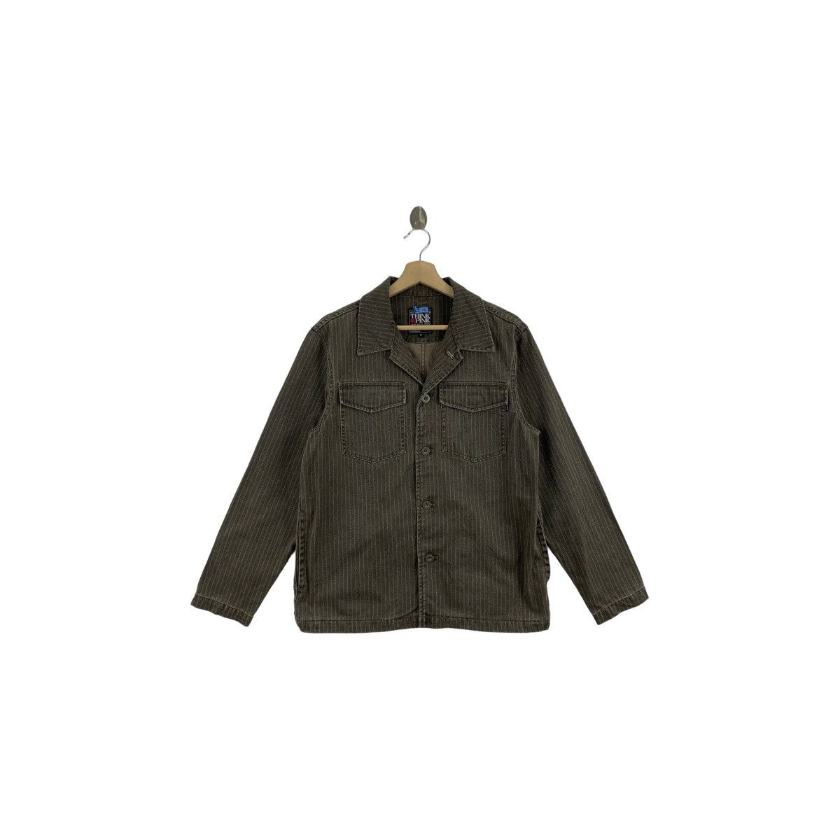 Rare !! THINK PINK stripe worker jacket