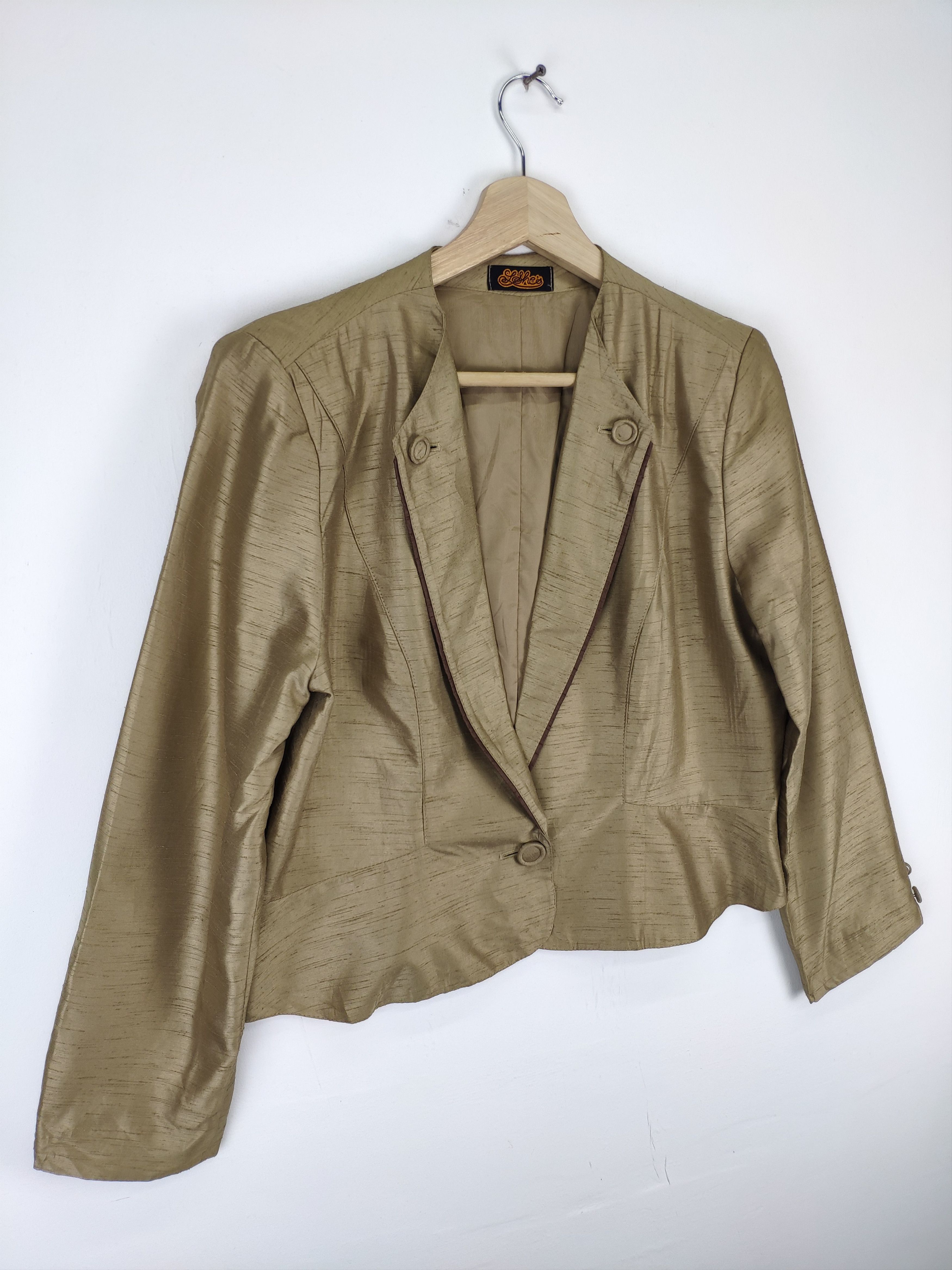 Designer × Japanese Brand Vintage Issey Miyake Style Silk Cropped Blazer Size M / US 6-8 / IT 42-44 - 7 Thumbnail