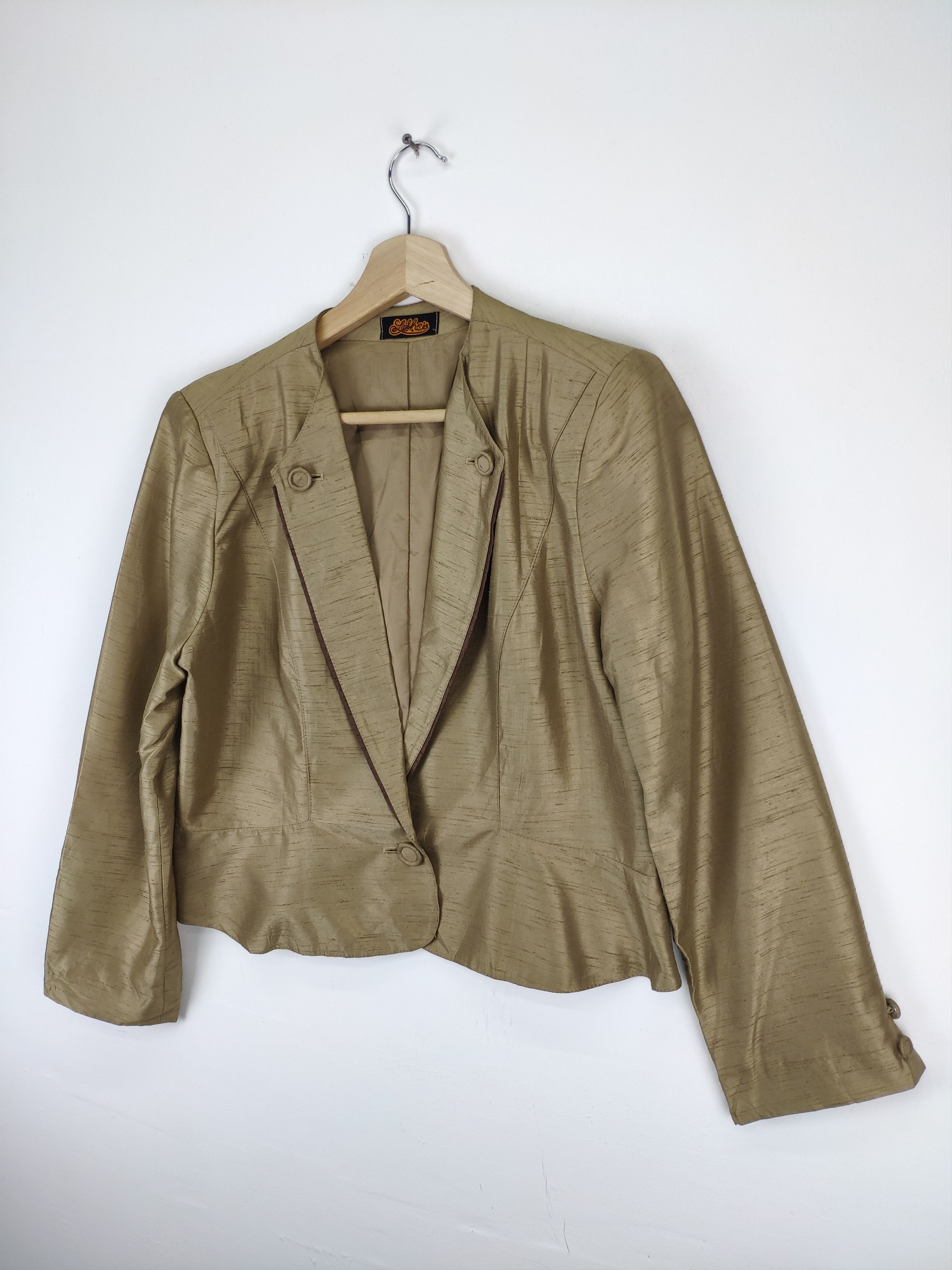Designer × Japanese Brand Vintage Issey Miyake Style Silk Cropped Blazer Size M / US 6-8 / IT 42-44 - 6 Thumbnail