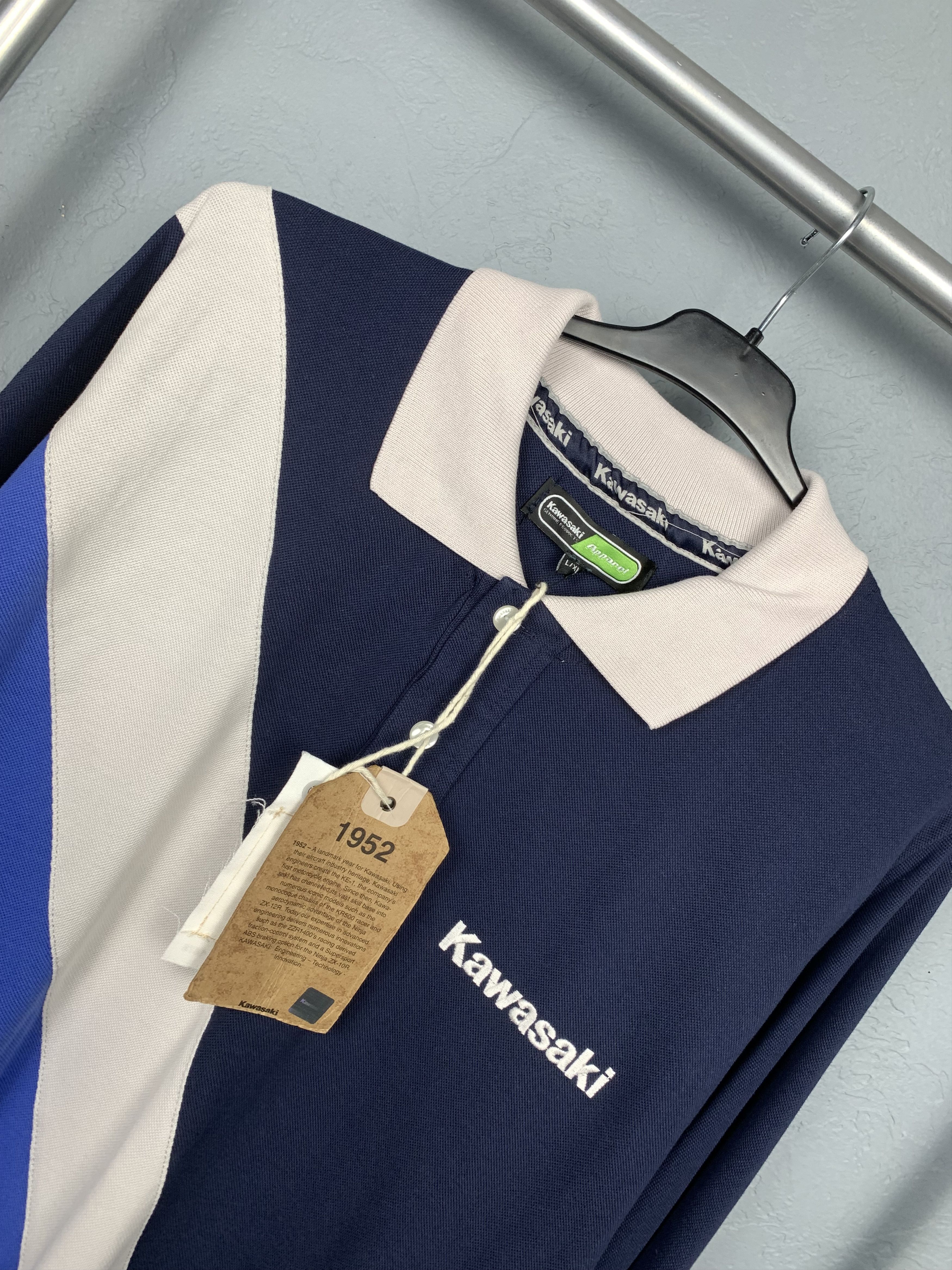 Formula 1 Kawasaki Japanese Racing Vintage Mens Long Sleeve Polo Shirt Size US L / EU 52-54 / 3 - 2 Thumbnail