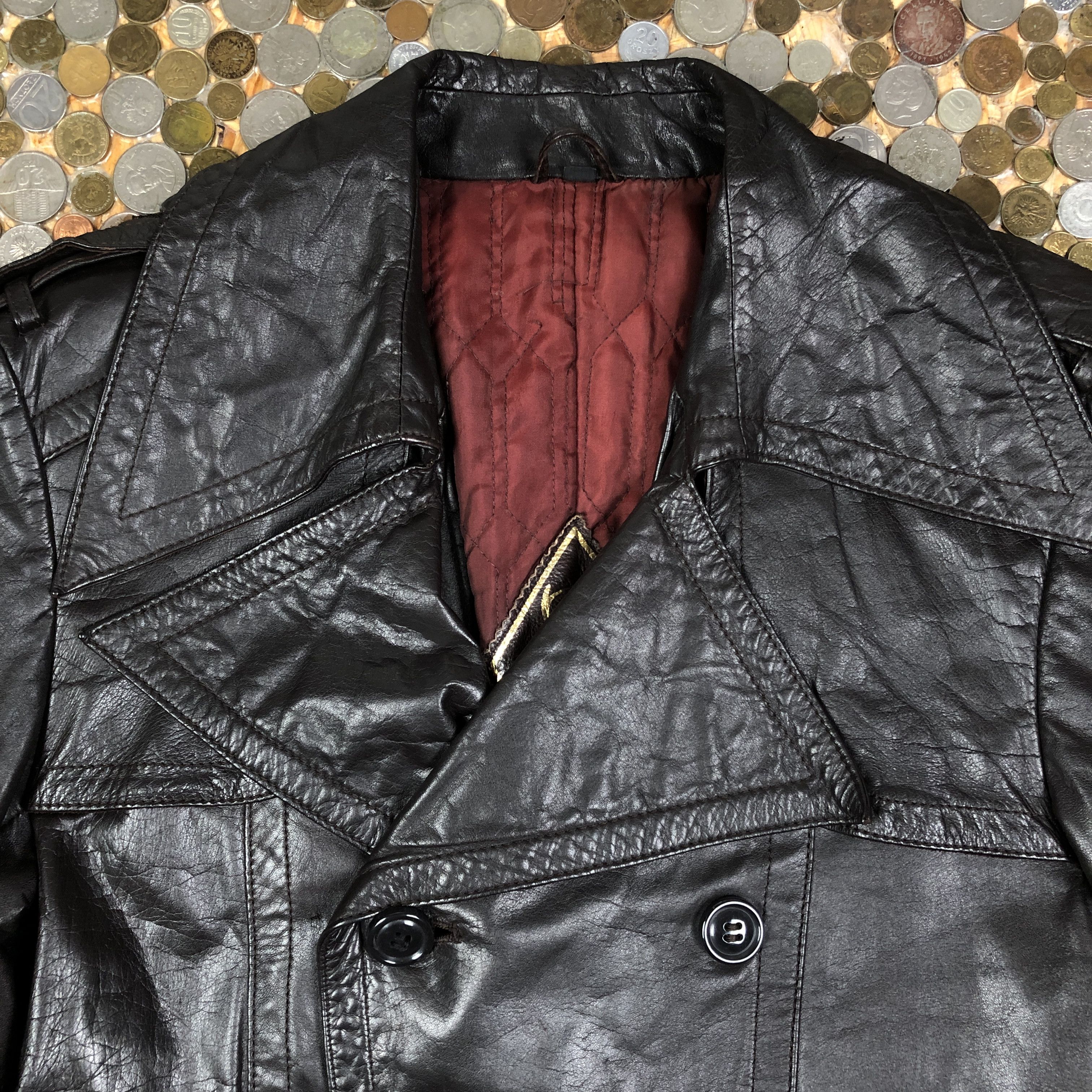 Vintage Vintage Leather long jacket coat WMNS Size M / US 6-8 / IT 42-44 - 4 Thumbnail