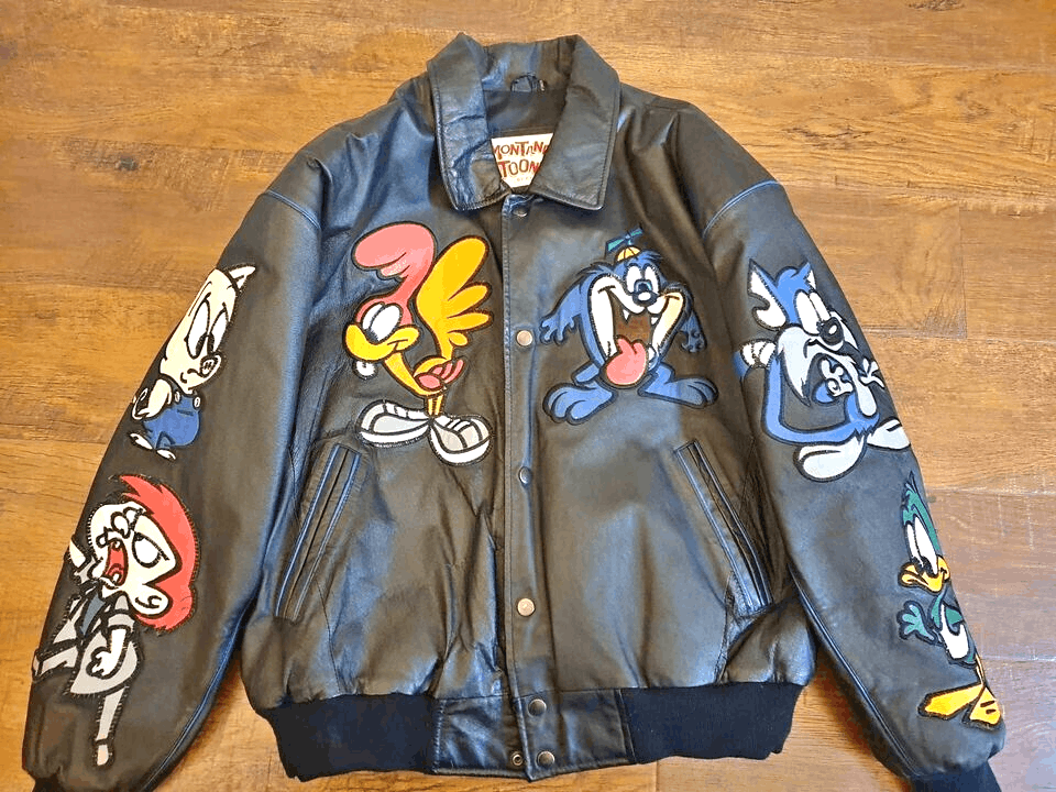 Tom and Jerry 80s 90s Cartoon Leather Pilot Vintage Hip Hop Bomber Jacket  Mens Size XS Fits USA M L By (Montana Toons!)