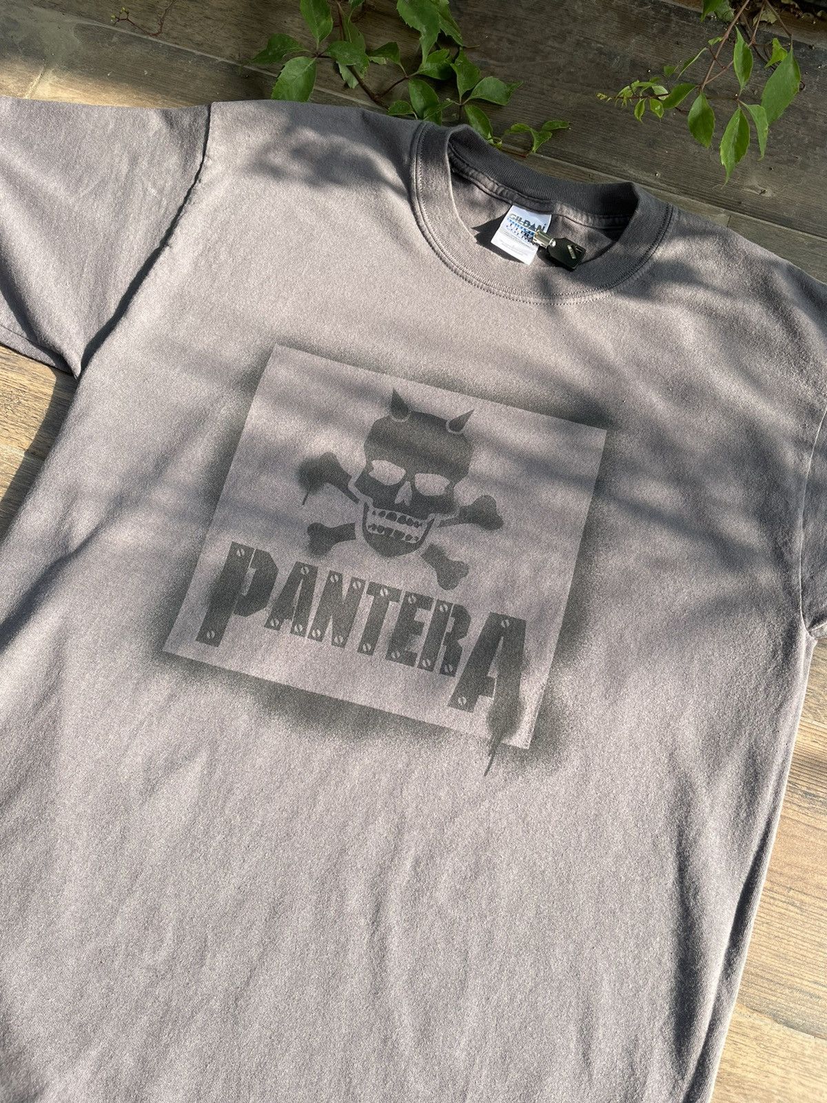 PANTERA Skull Pattern Band T-Shirt, Men's Size XL cotton Khaki type brown Vintage Second Hand