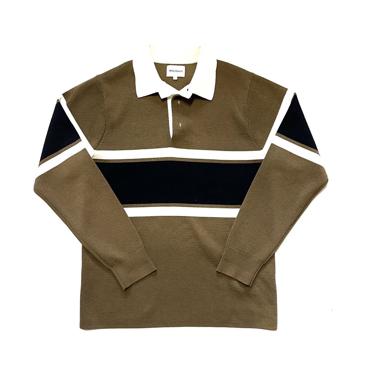 image of Norse Projects Ruben Knitted Polo Khaki Sweater Jumper, Men's (Size Small)